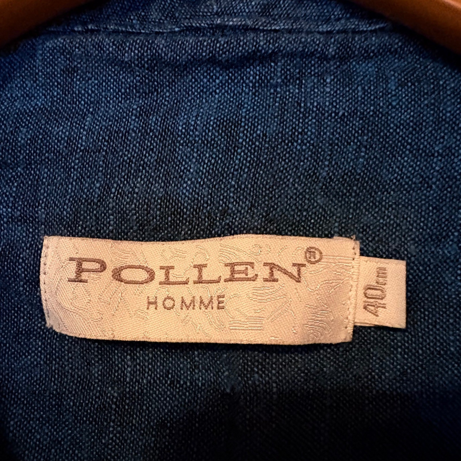 Pollen Homme Indigo Blue 100% Linen Tunic Henley Roll-Tab Sleeve Shirt 40cm M