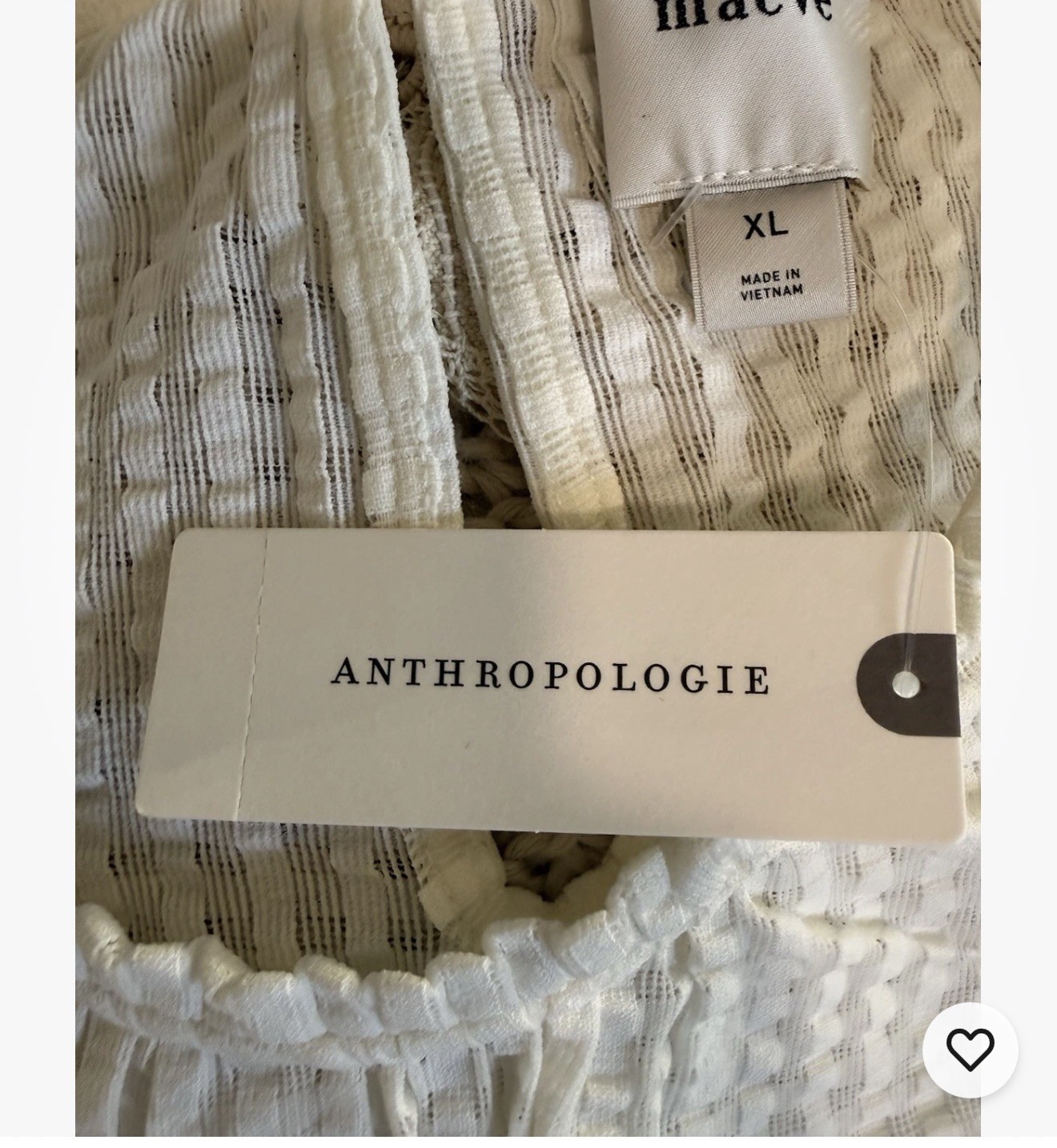 Maeve by Anthropologie Peplum Ivory Smocked Textured Sleeveless Top XL NWT
