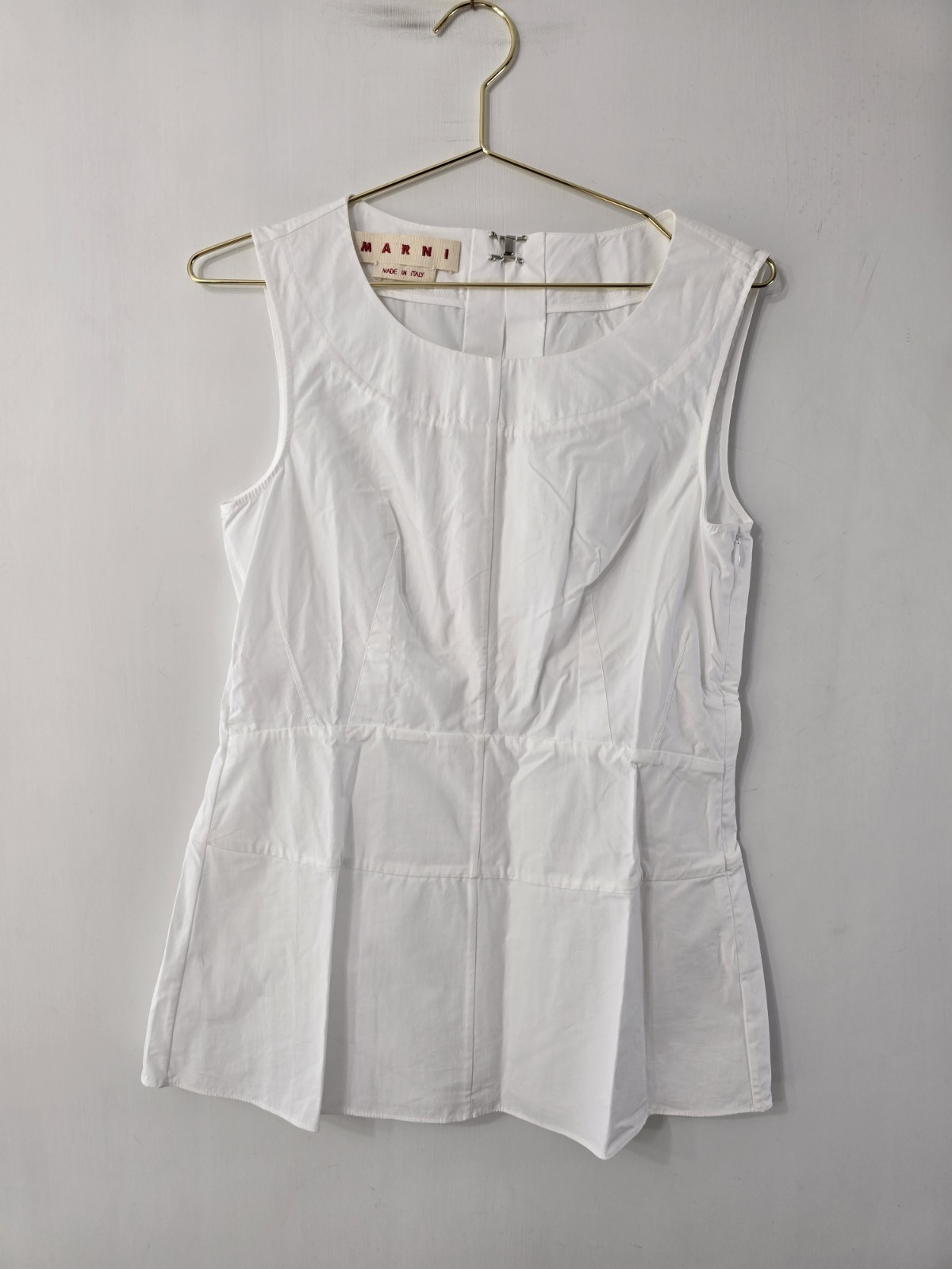 Marni Cotton Poplin Sleeveless Blouse Top White LN Size 40 EU 4 US Minimal