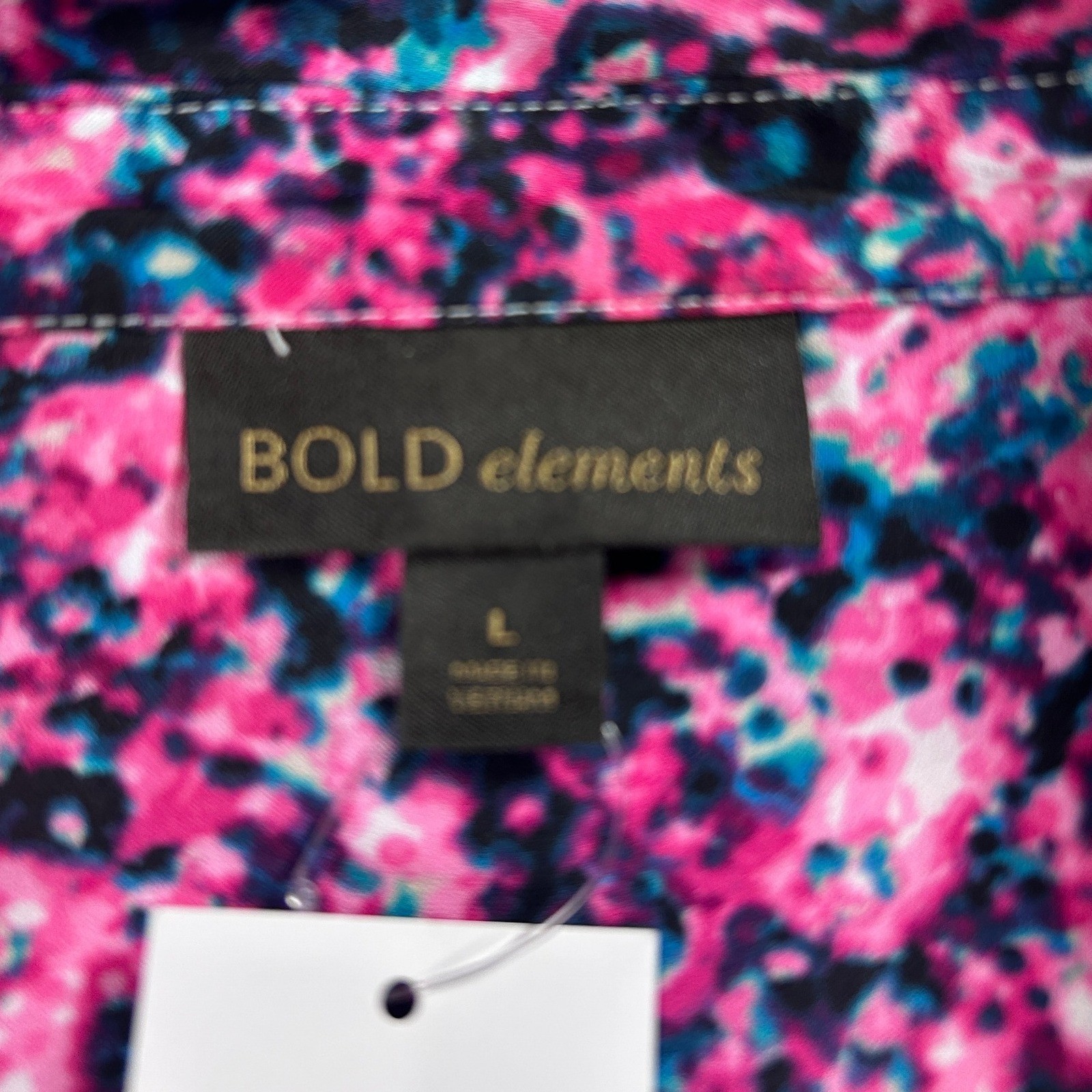 BOLD elements L Floral Print Long Sleeve Button Down Shirt Top Career Casual NEW