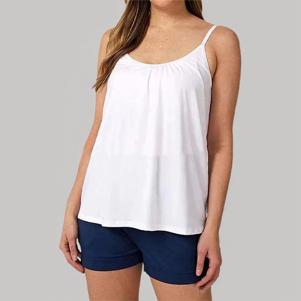 Übergröße Damen Unterhemd mit integriertem BH Spaghettiriemen Gepolstert TankTop
