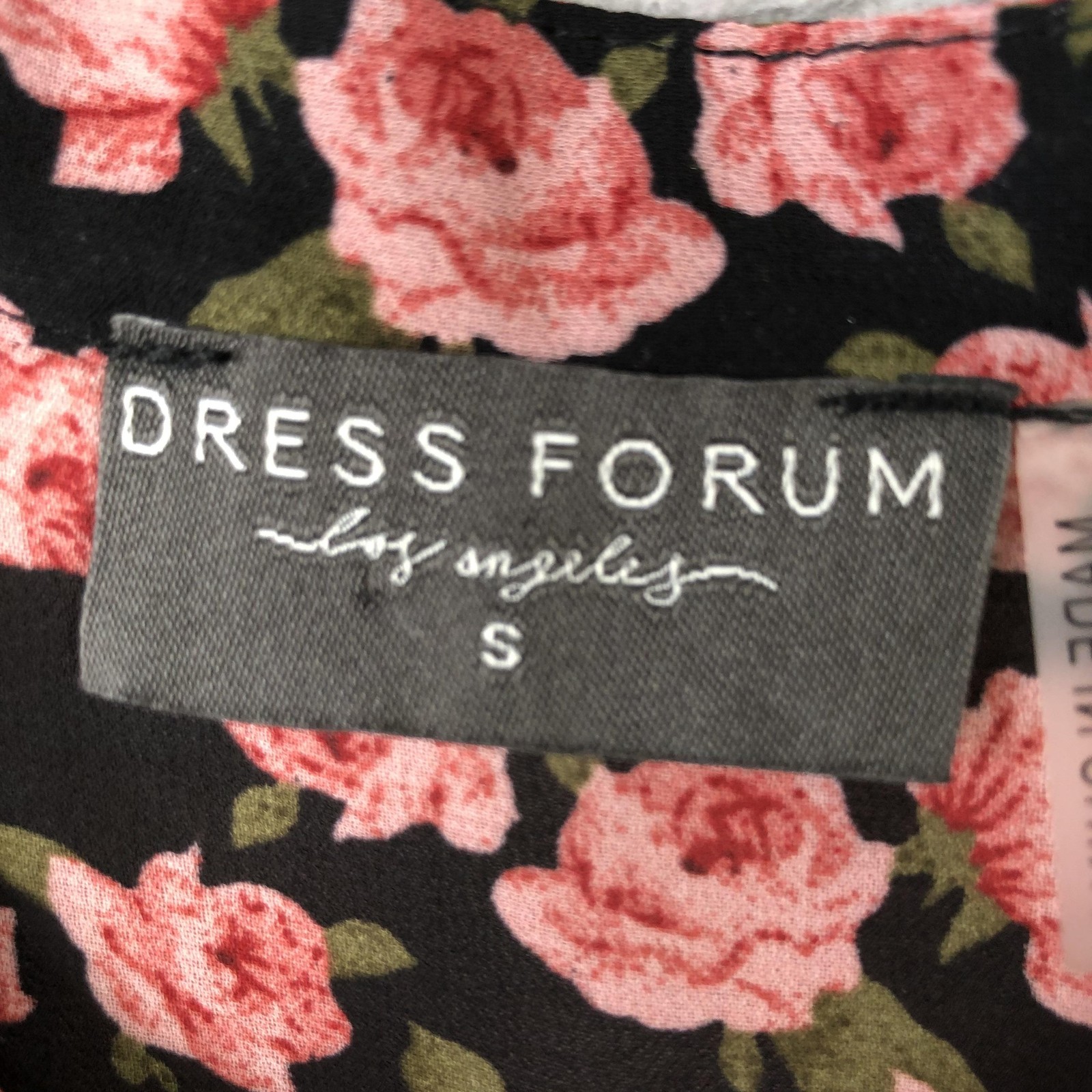 Feminine top Womens S Black Rose Dark Floral Button Front Sheer Ruffle Cottage