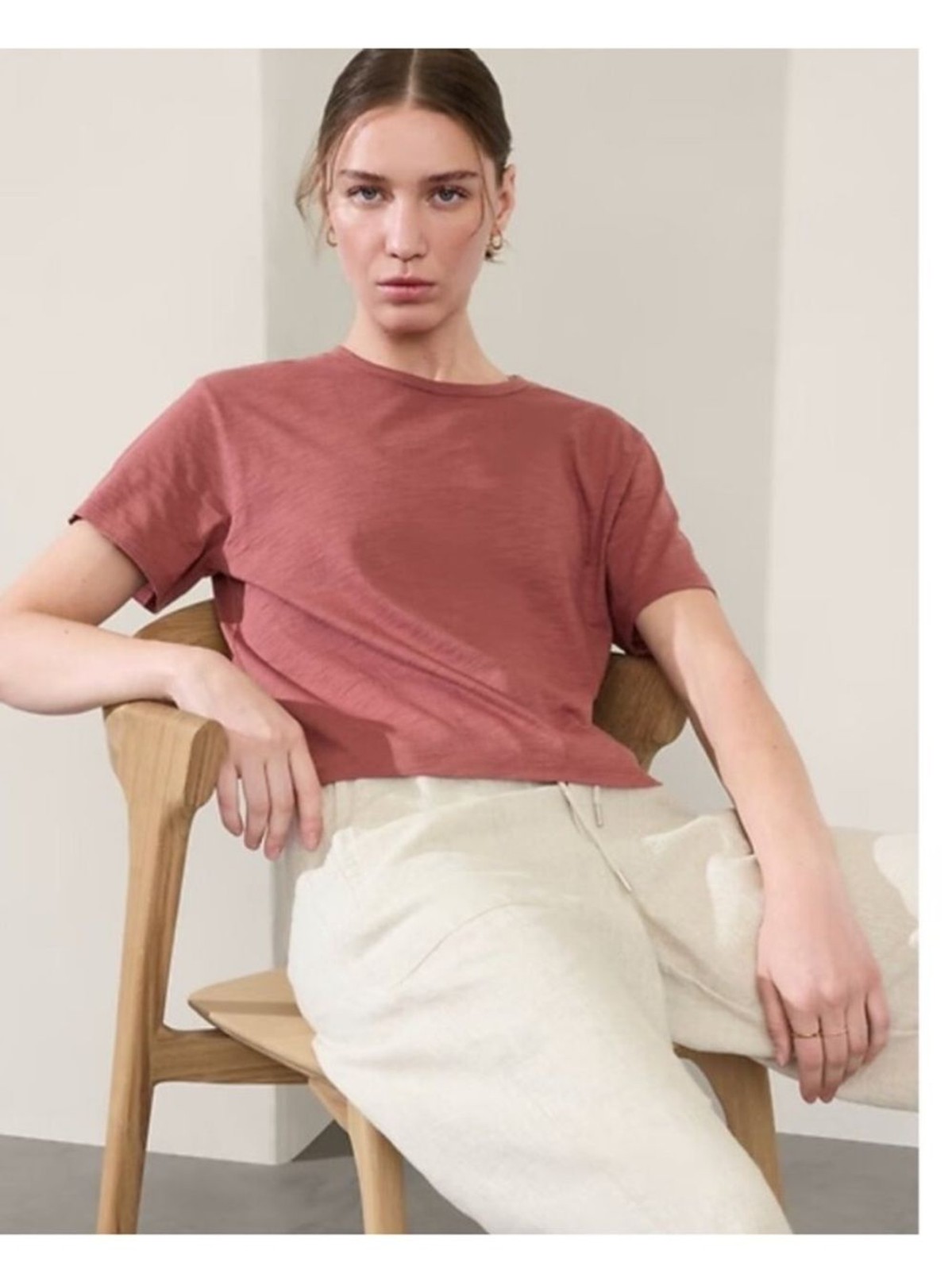 Athleta Essential Slub Tee XL Rosewood Pink Relaxed Boxy Short Sleeve Top NWOT