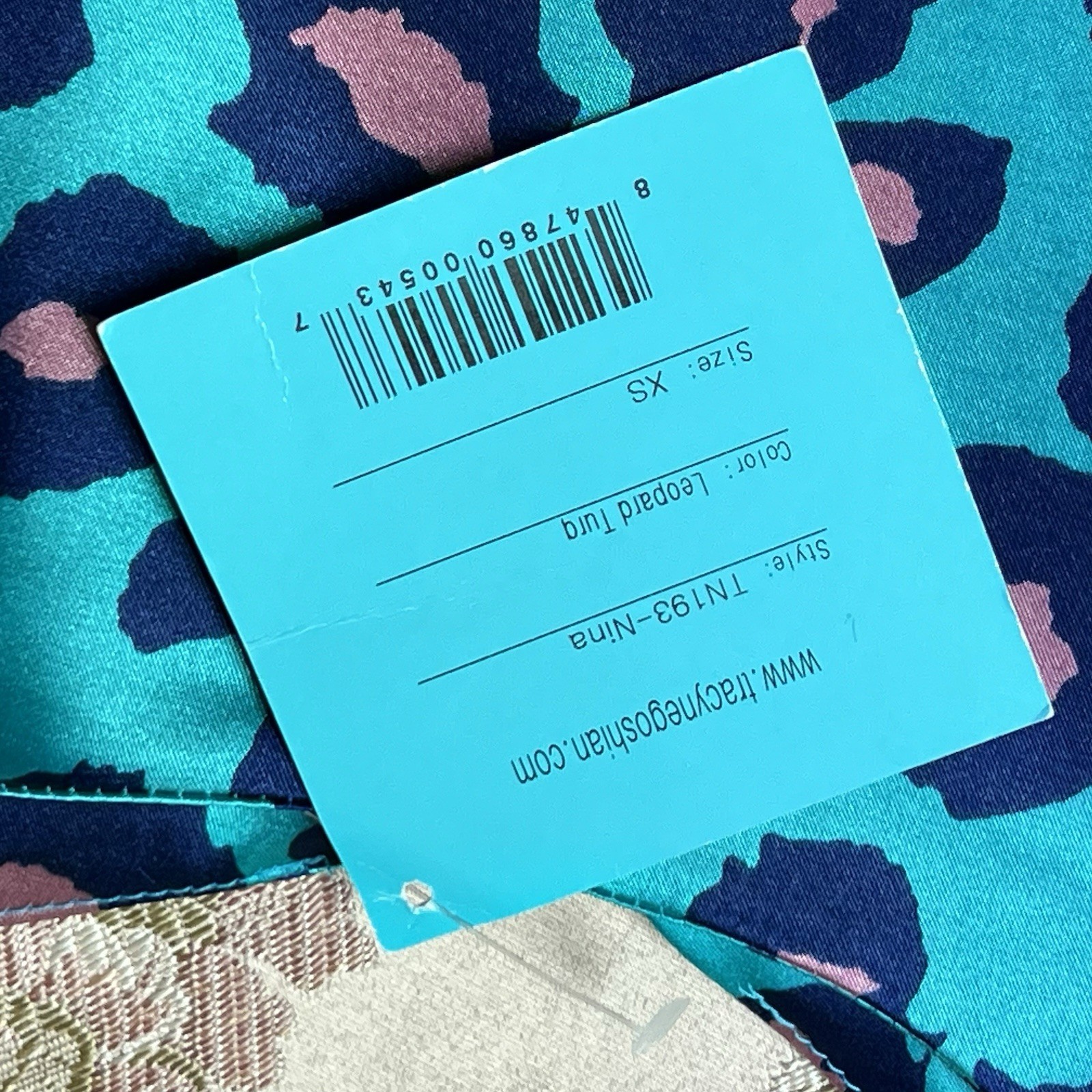 Tracy Negoshian Women’s Teal Long Sleeve Leopard Satin Blouse Size XSmall