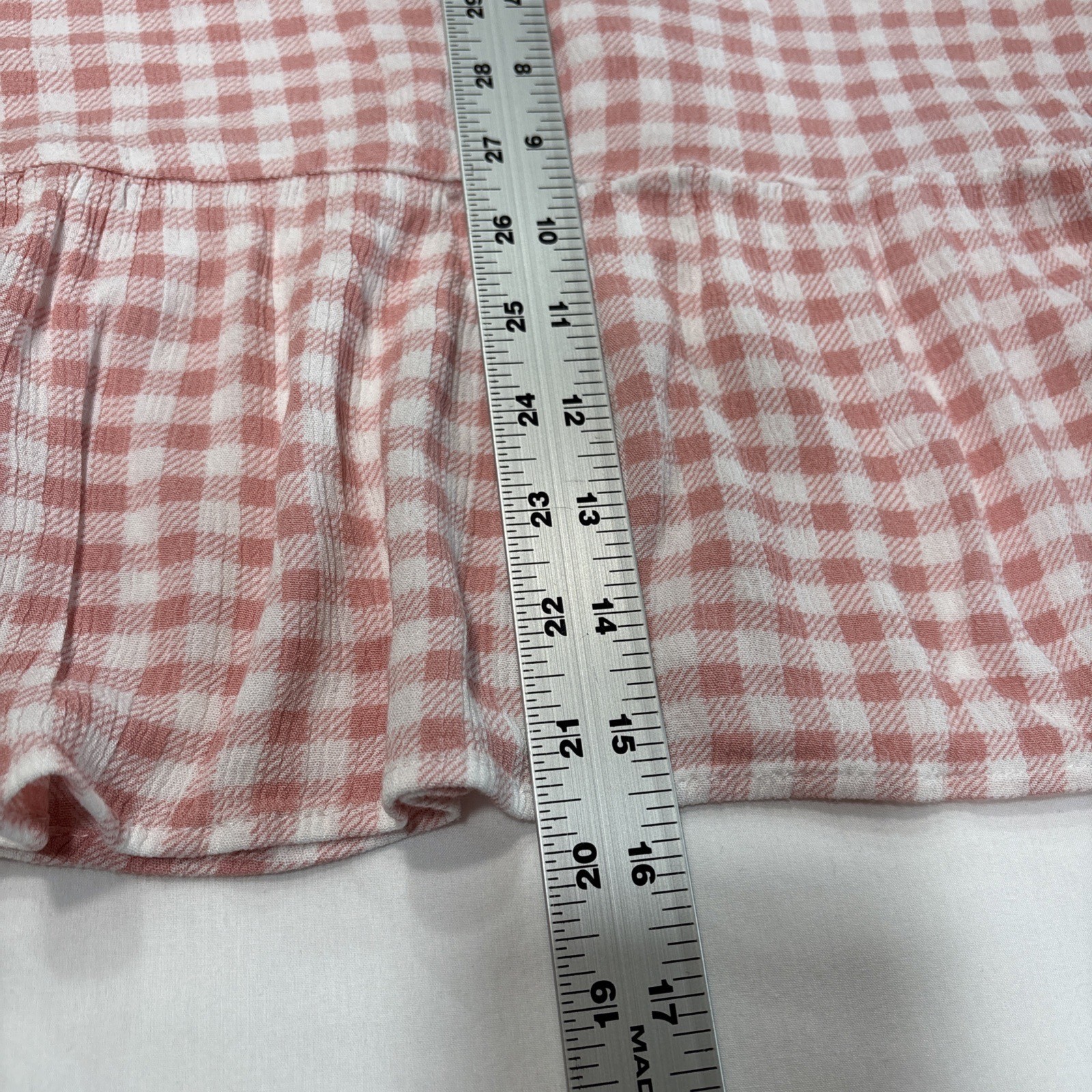 Pink Rose Gingham Puff Sleeve Crop Top Babydoll Small Cottagecore Prairie