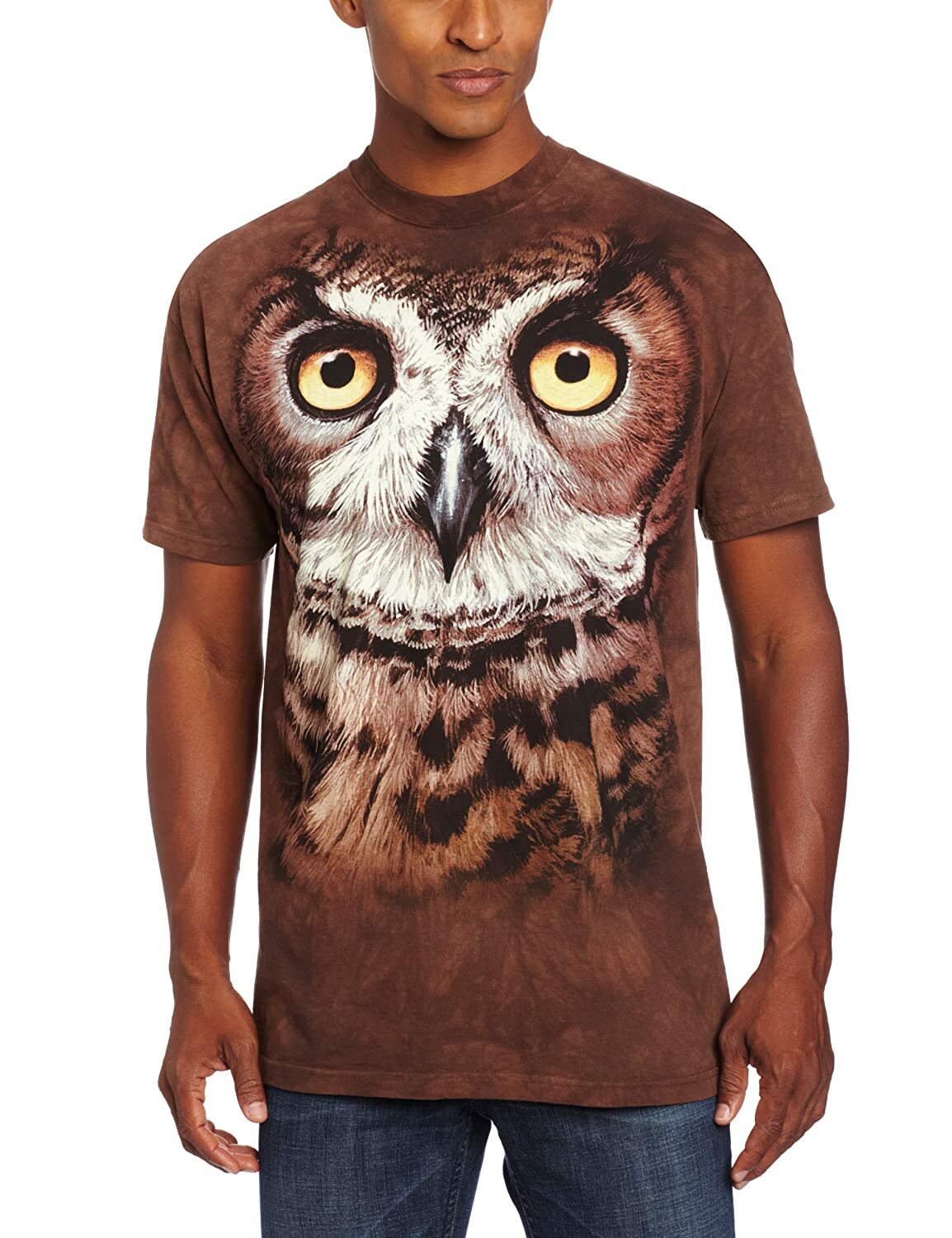 Great Horned Owl Bird Feathers Owls Fly Hoot Barn Brown Shirt Mountain S-5X