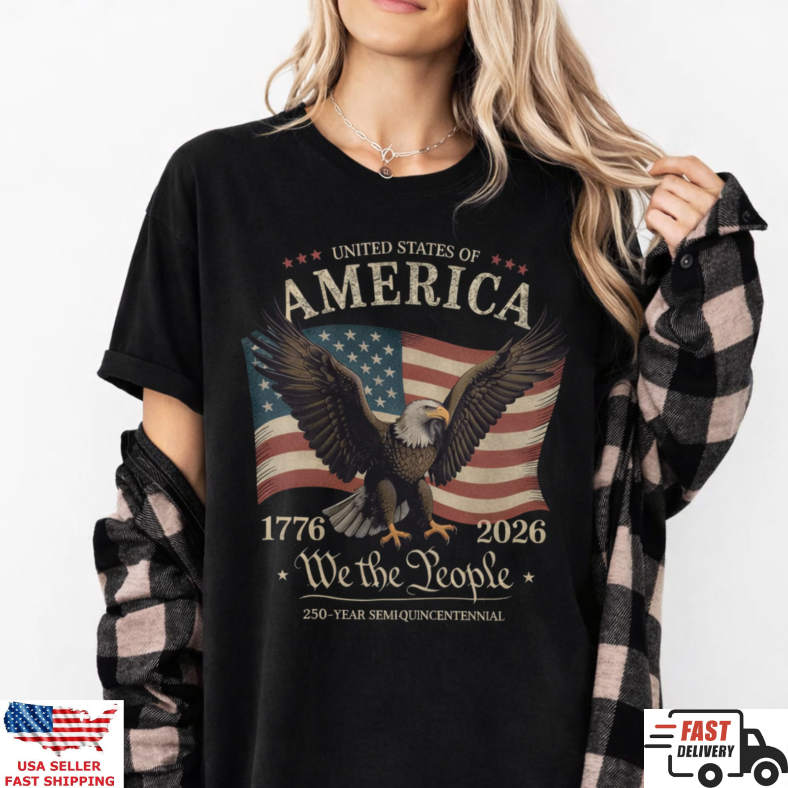 USA 250th Anniversary Shirt Patriotic Eagle Flag 1776 2026 Tee