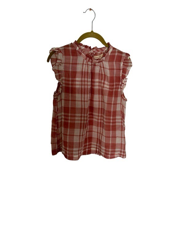 Isabella Sinclair Red Plaid Ruffle Sleeve Top Cotton Small