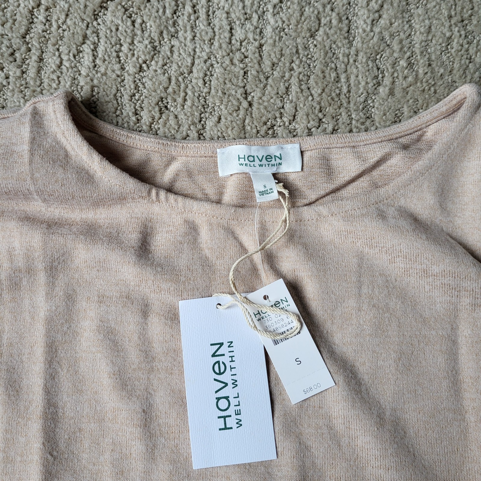 Women’s Haven Well Within Fine-Knit Long Sleeve Pullover Top– Beige– Size S–NWT