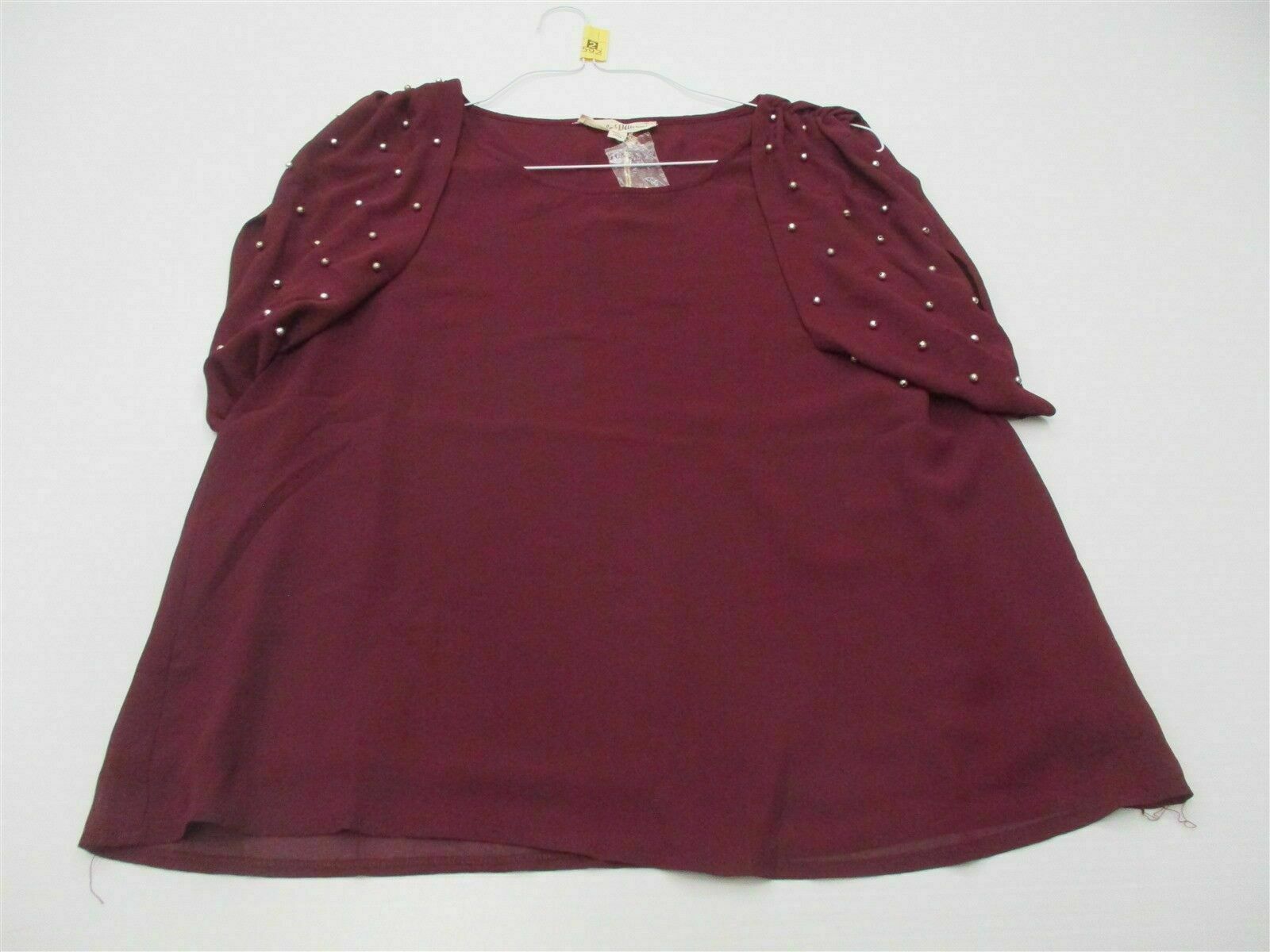 new HT&DELICIOUS Women Size L Classic Loose Lined Maroon Burgundy Blouse #TY2592