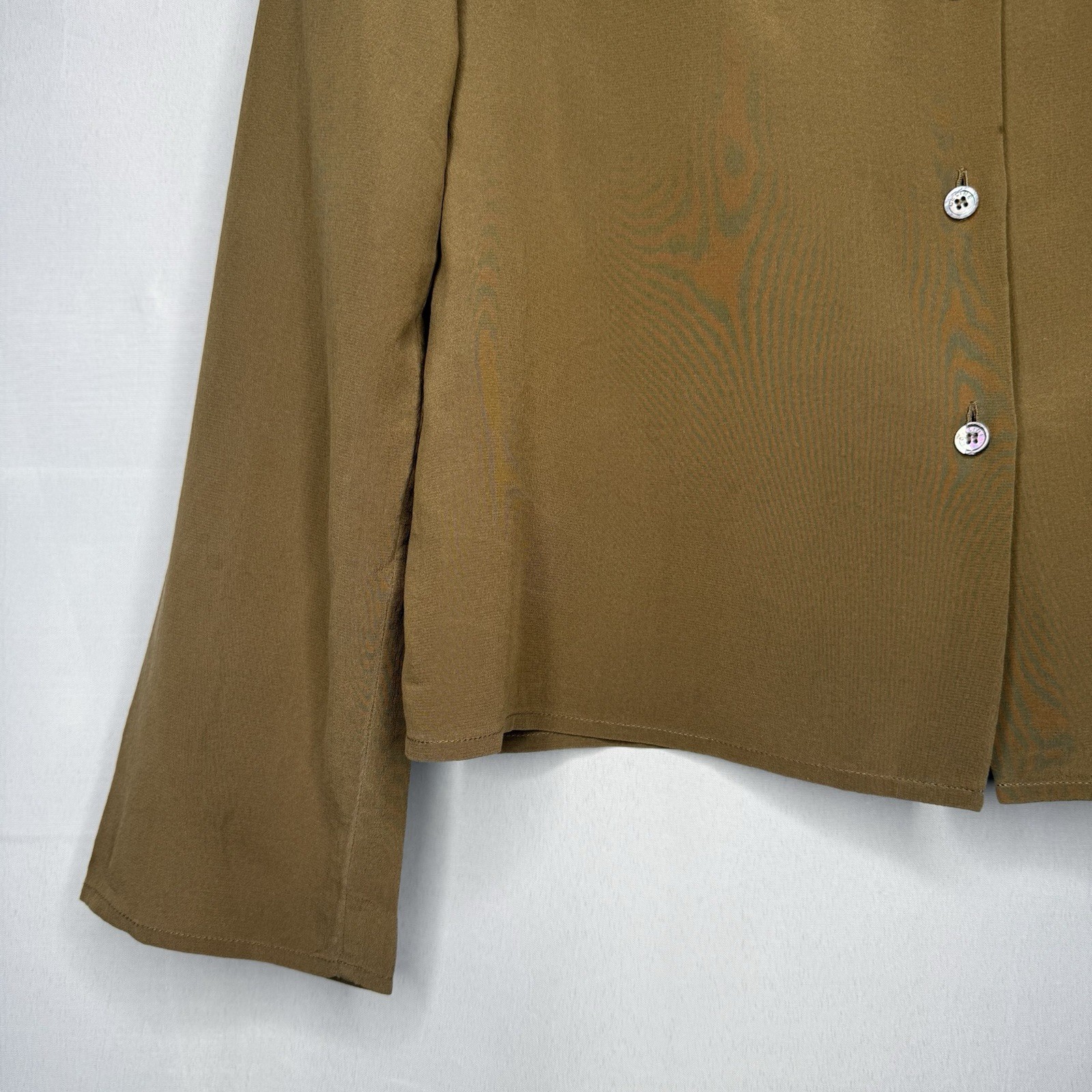 Vintage Celine 100% Silk Button Up Blouse US 10 EU 42 Epaulettes France *READ