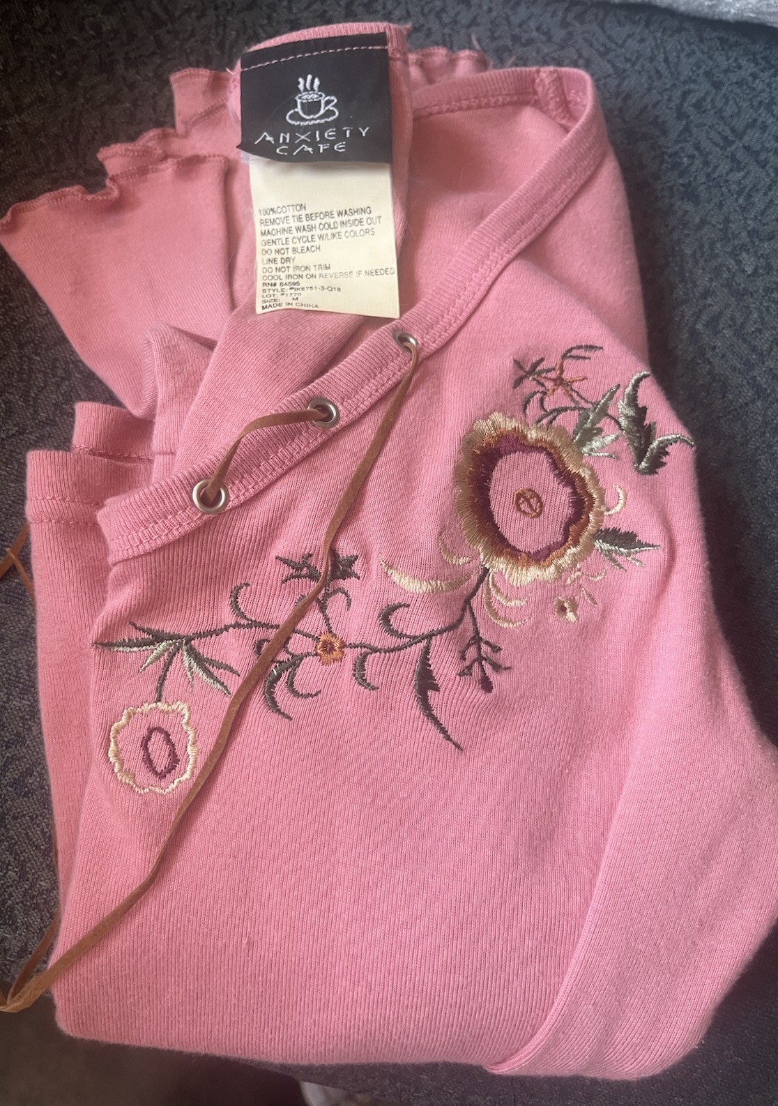 Anxiety Y2K Fairy Top Womens Medium Embroidered Split Bell Sleeve Boho 90s Top