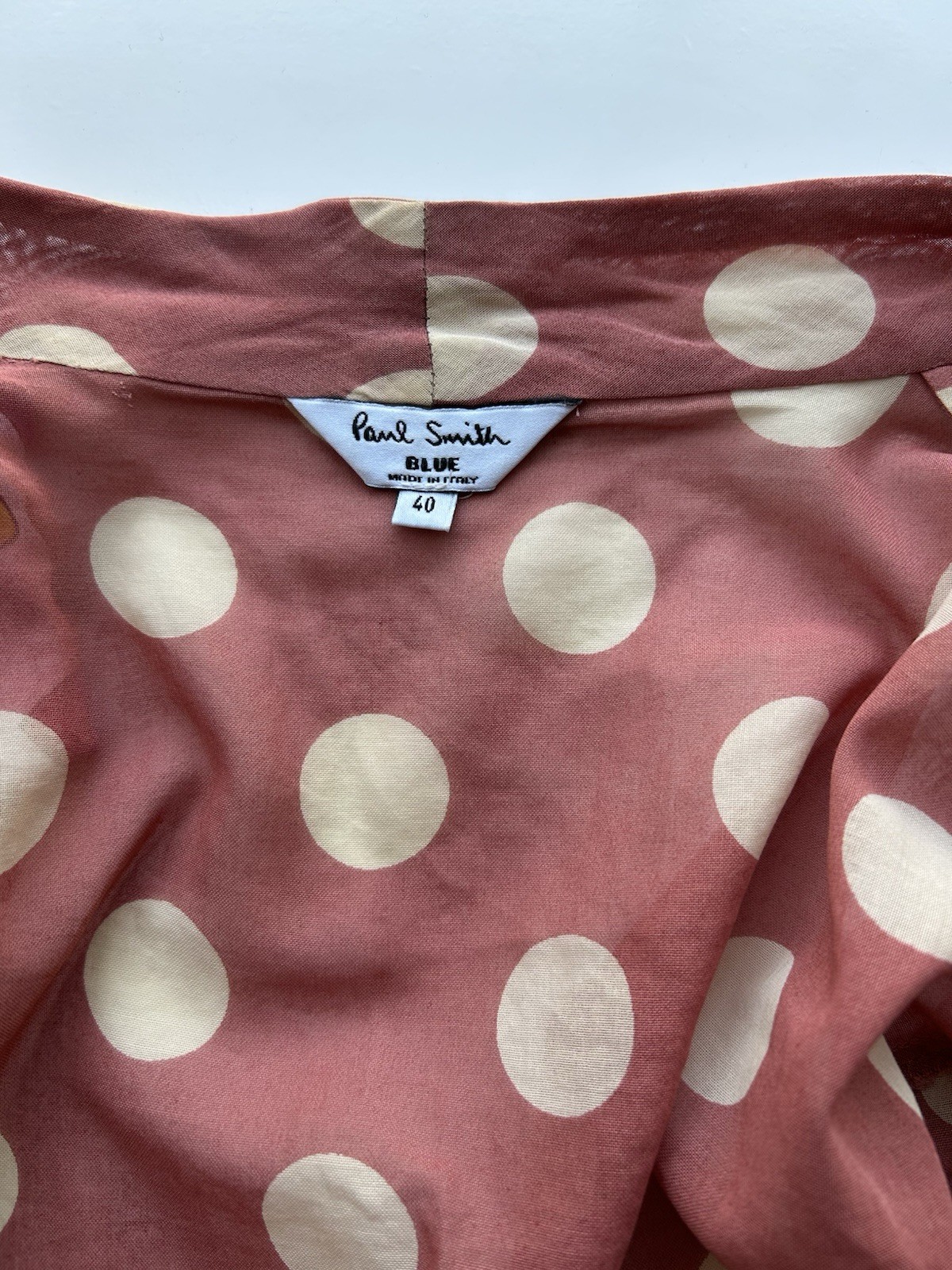 Paul Smith Rust Polka Dot Tie-Neck Cotton Blouse – Size IT 40 (UK 8)