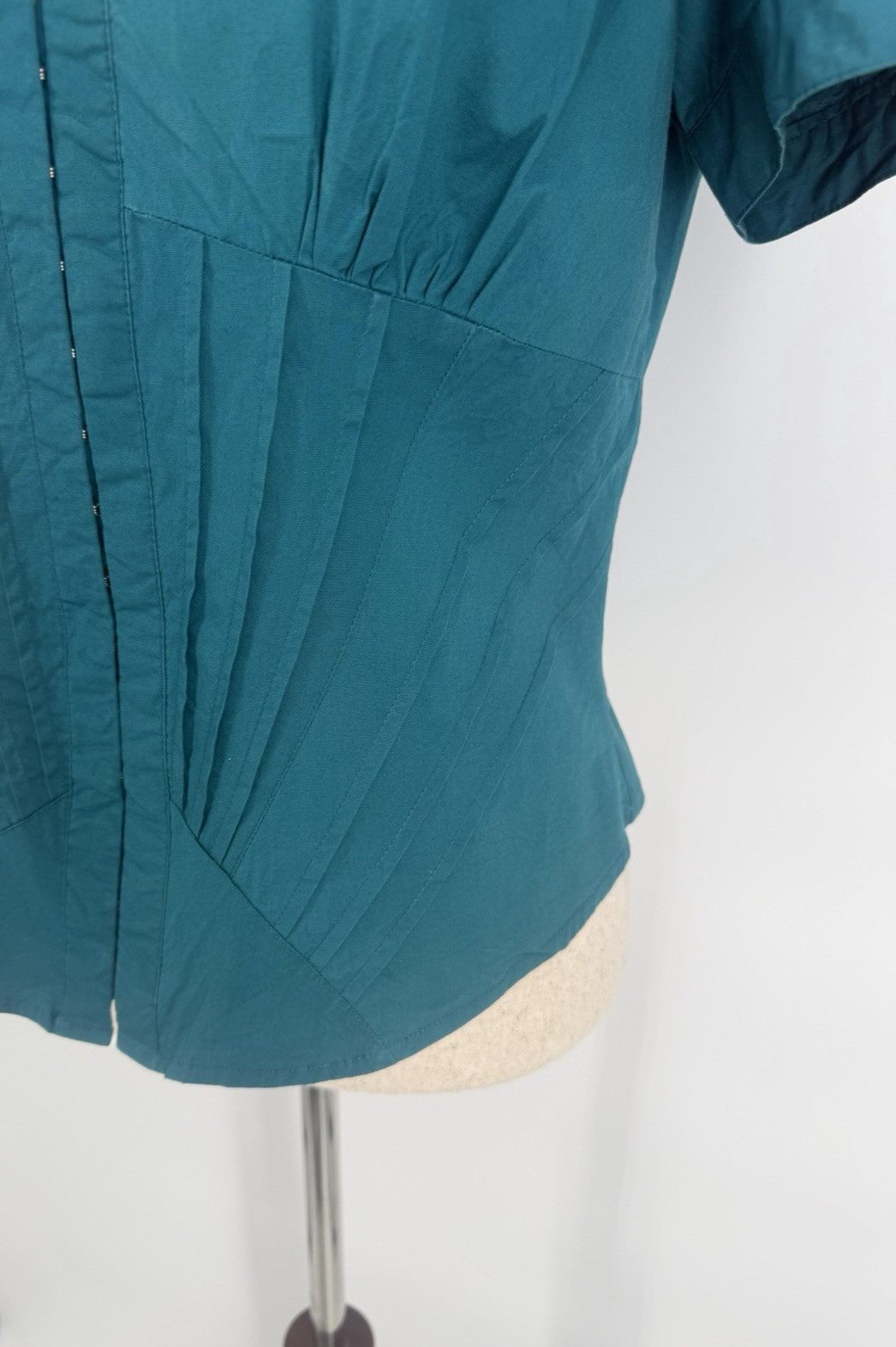 Vtg XOXO Women’s L Green Hook Front Puff Sleeve Top Smocked Whimsical Y2K Goth