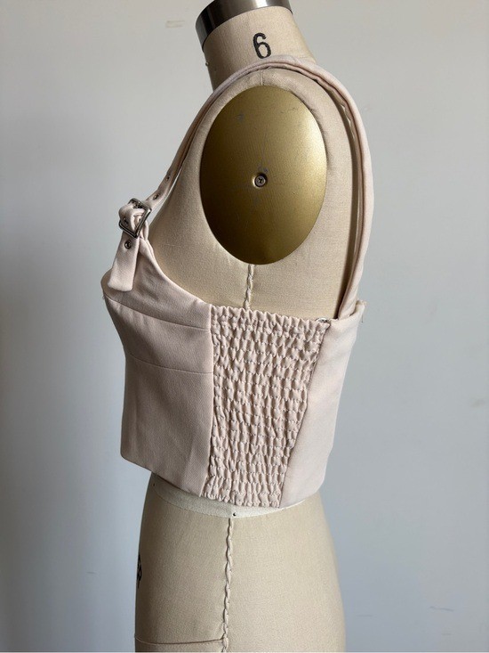 NWT Amanda Uprichard Pale Blush Buckle-Strap Cropped Bustier Top Sz Medium
