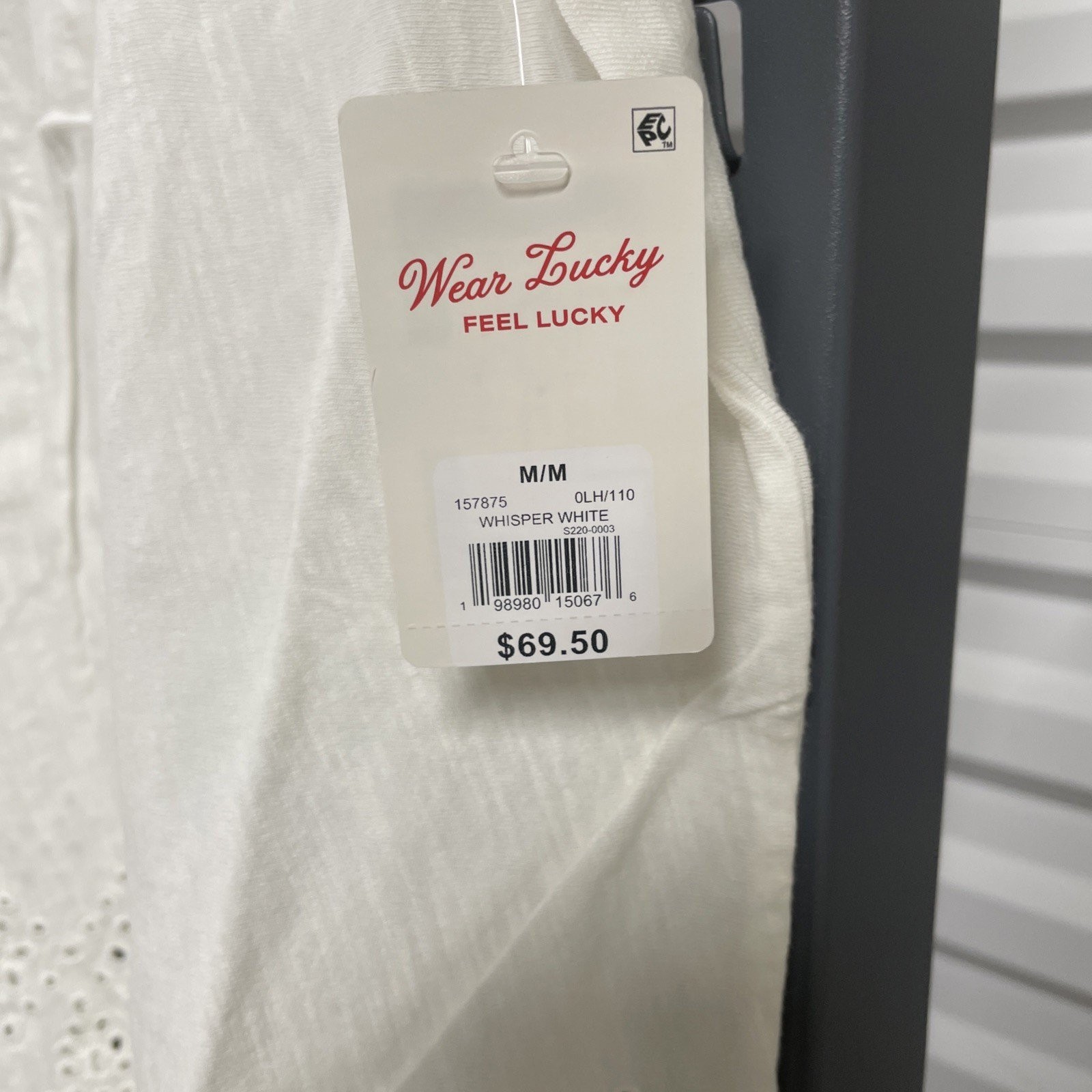 Lucky Brand Shell Short Sleeve Square Neck Top Blouse White Women’s Medium M