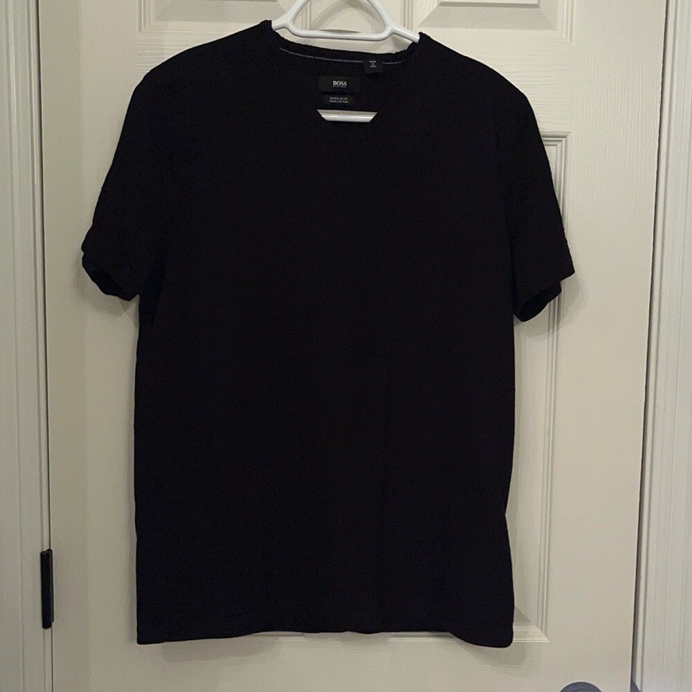 Hugo Boss Women’s Black Relaxed Fit Pima Cotton T-Shirt Sz Large Casual Comfort