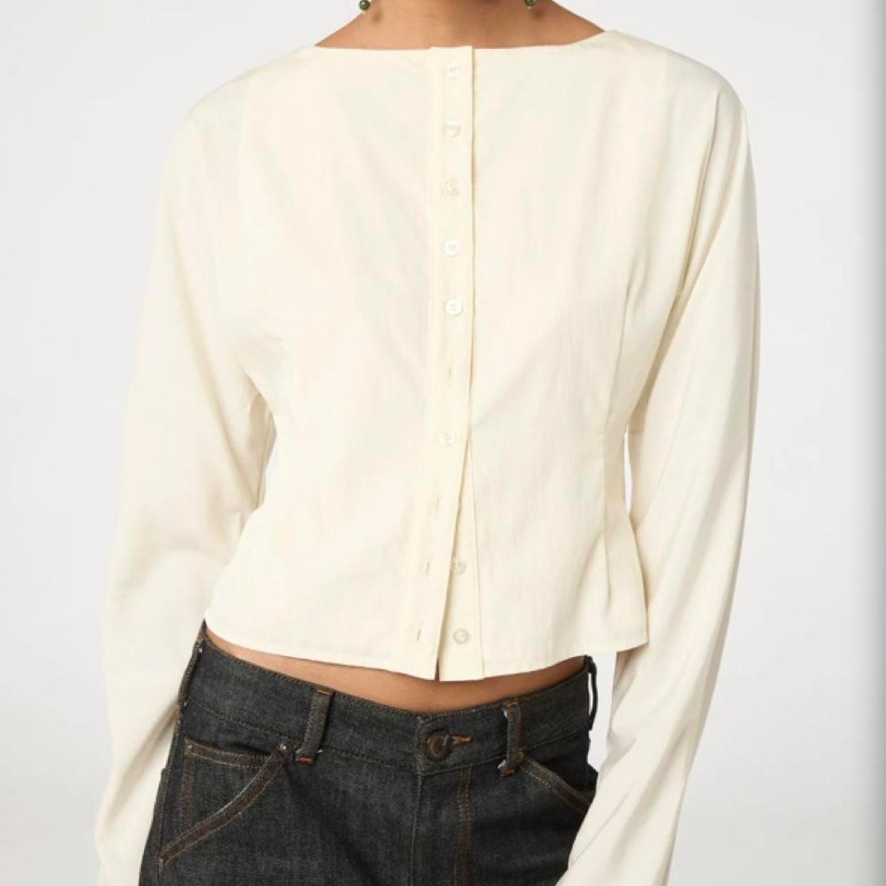 The Line by K Zhade top, cream, size L, NWT 73% Rayon 27% Nylon
