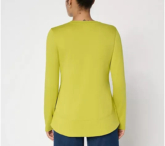 LOGO Principles by Lori Goldstein Curved Hem Knit Top NWT A732137