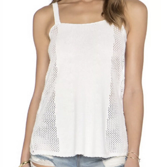 Sam Edelman Crochet Tank Top Size L White 100% Cotton Comfy Beach Summer Casual
