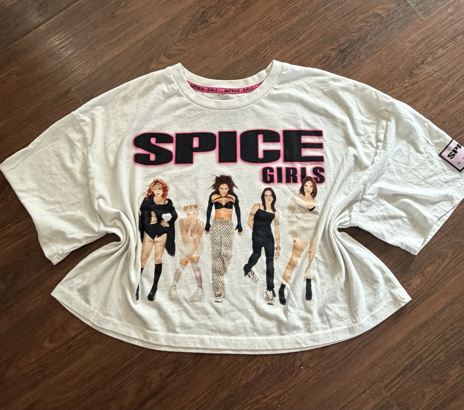 Spice Girls Women’s XL White Crew Neck Short Sleeve Graphic Logo Cropped T-Shirt
