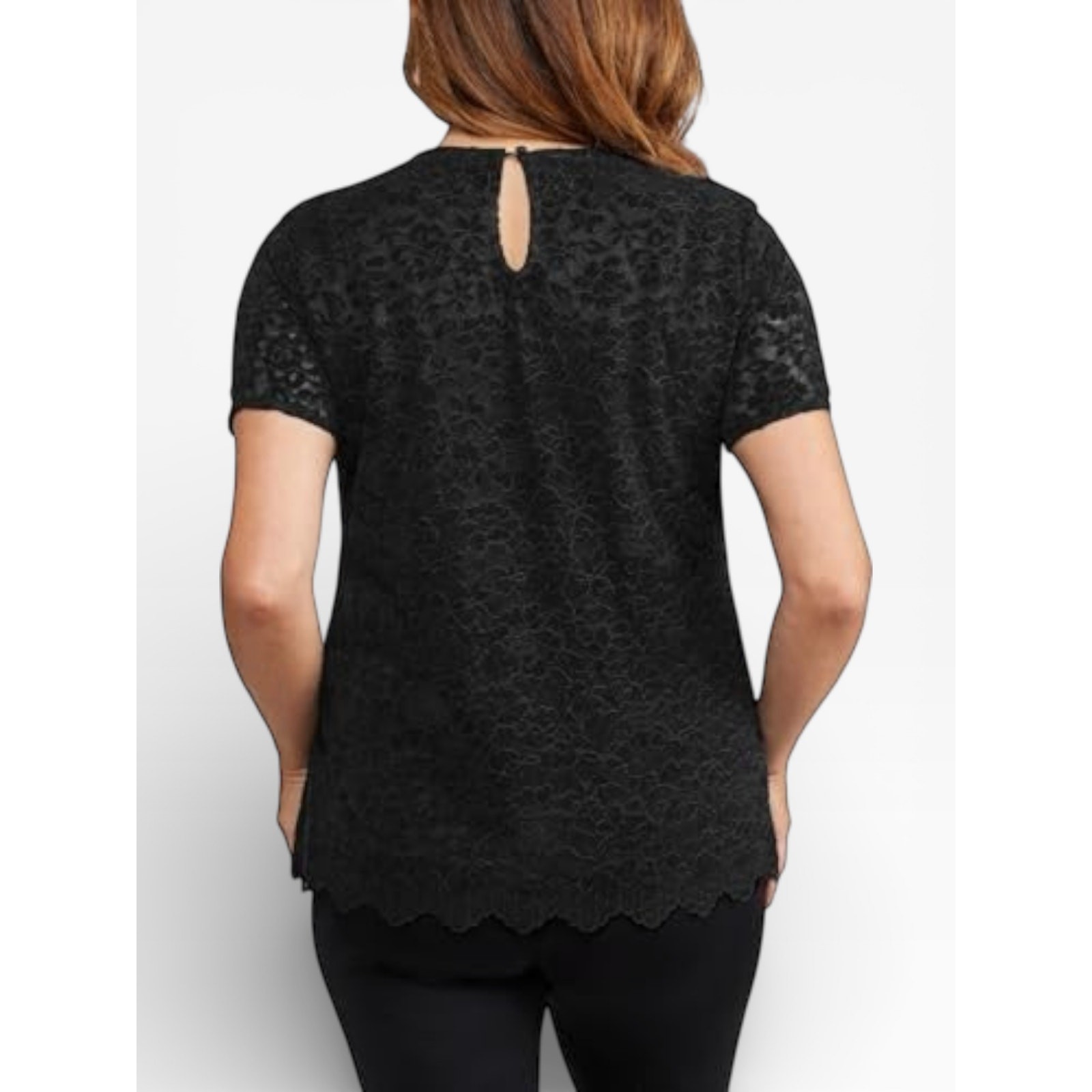 Teddi Rose Lace Keyhole Top Women XL Black NWT