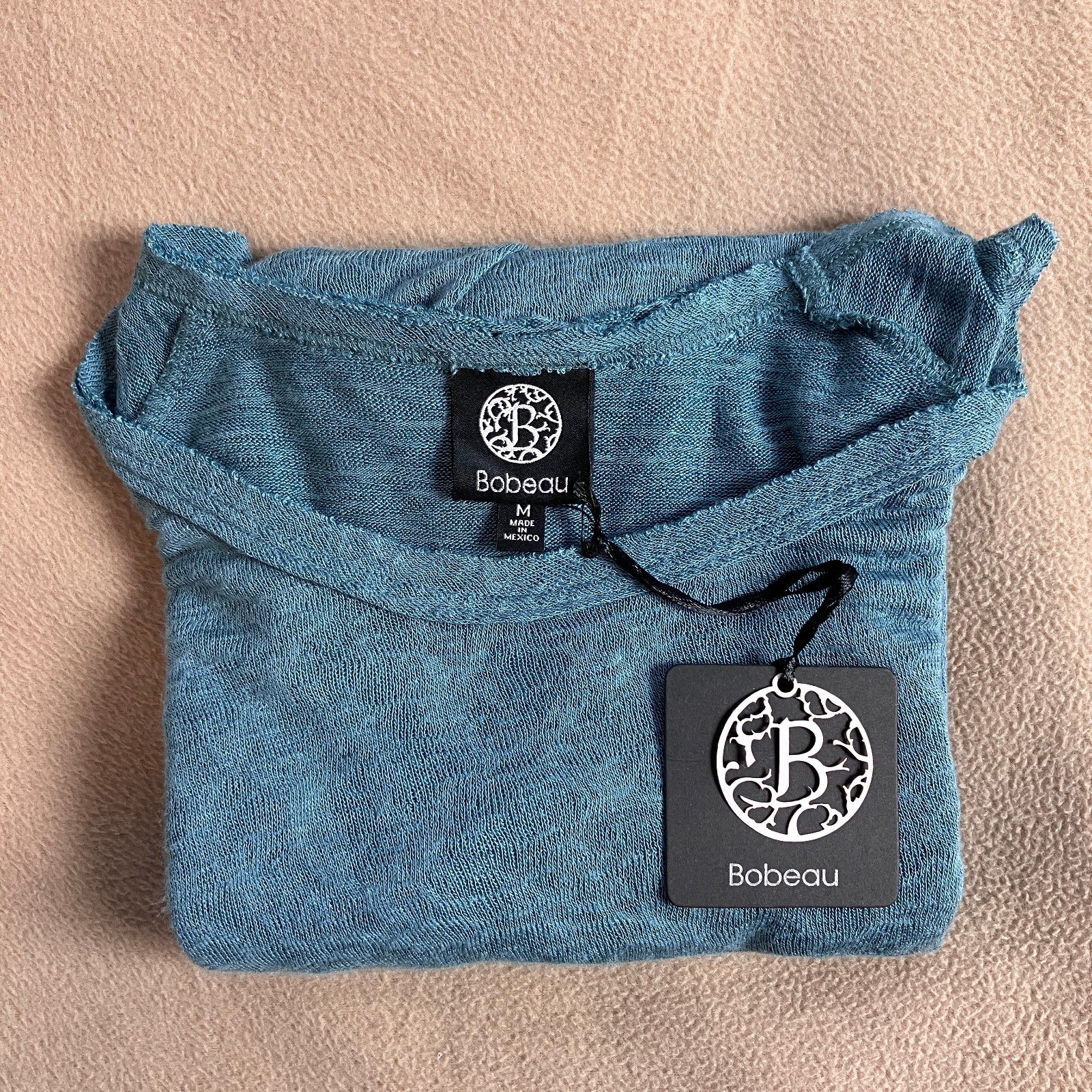Bobeau Women’s Short Sleeve Scoop Neck Top Size M Blue NWT