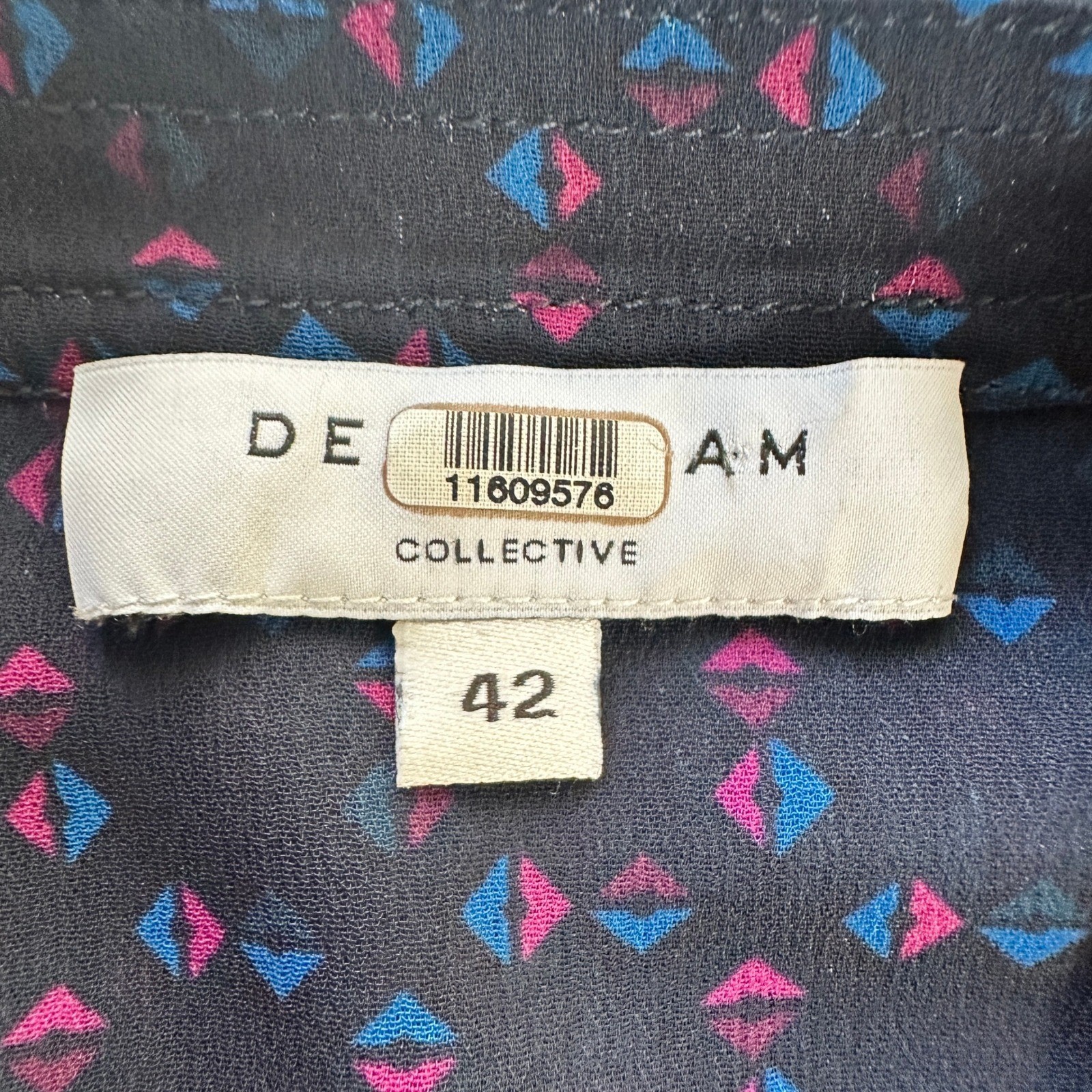 Derek Lam Collective Tie Blouse Womens 6 Blue Geometric Print Sheer Luxury Chic