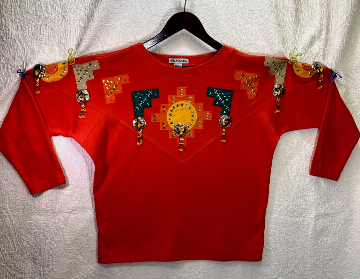 Jarrod’s Vintage Southwest Embellished Medallion Beaded Top Size L