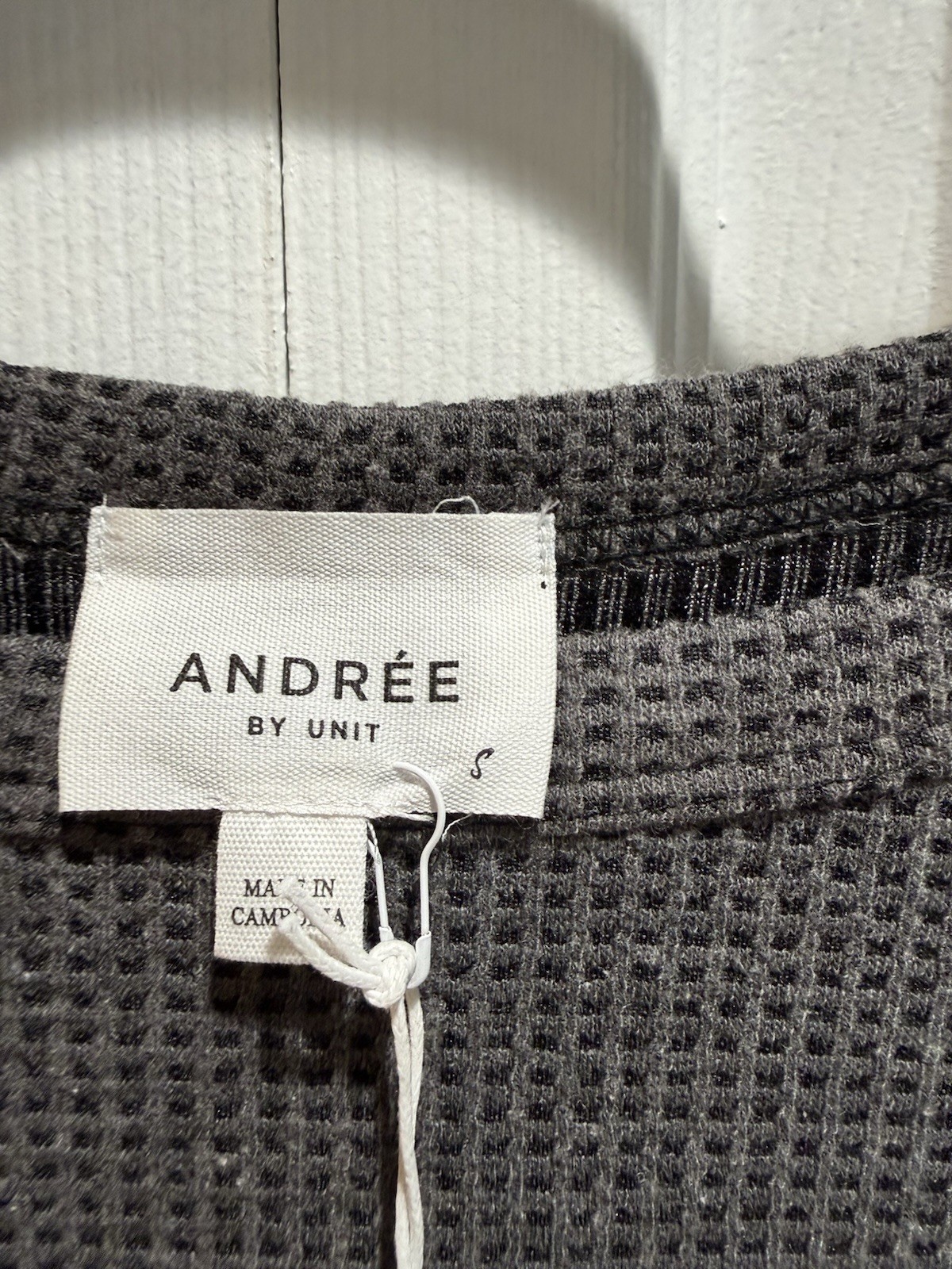 Woman’s Short Sleeve Waffle Knit Top Size S By Andree by unit Charcoal Color