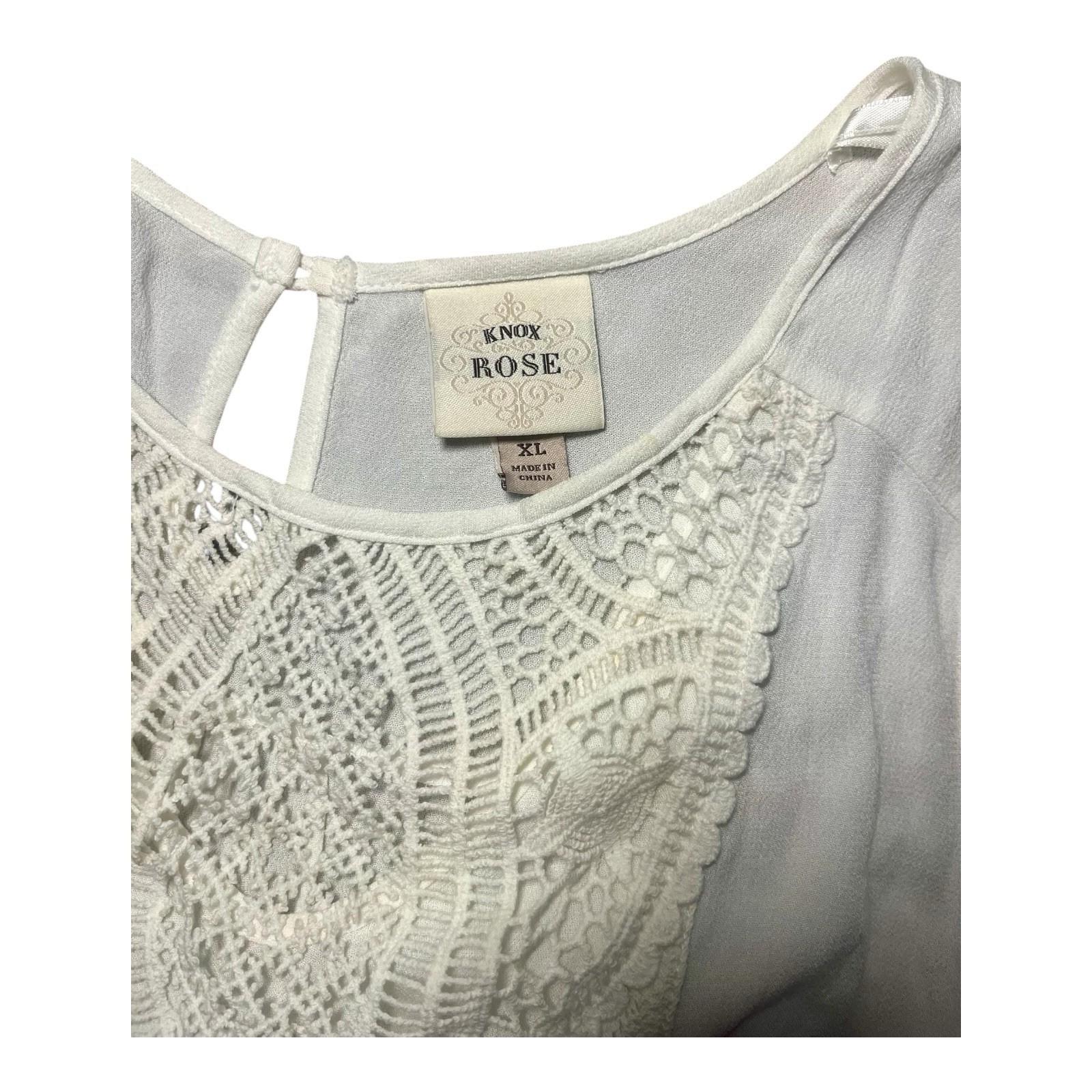 Knox Rose Women’s Lace Front Tunic Length Sleeveless Top – Size XL