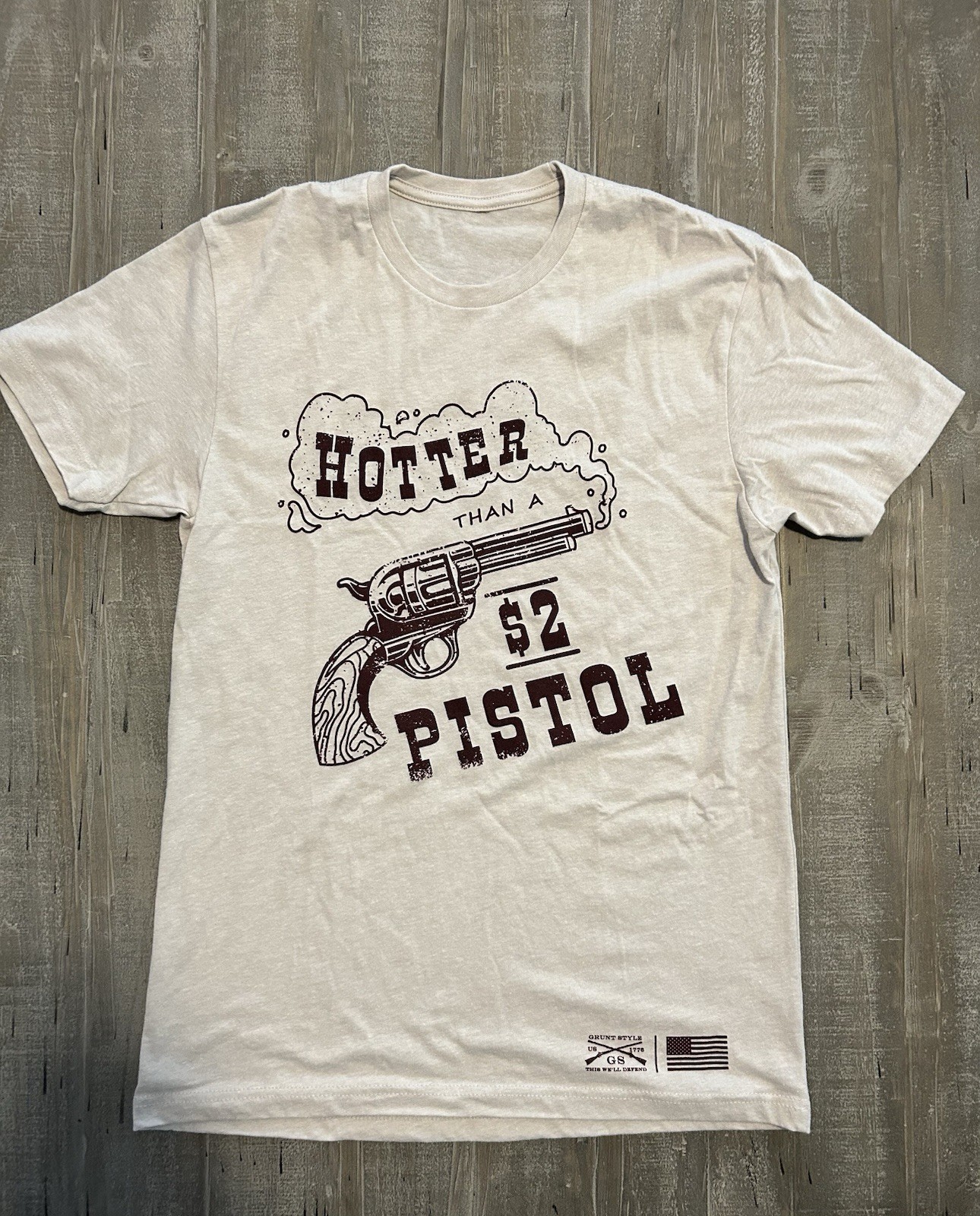 Grunt Style Women’s Small Patriotic Graphic T Shirt Hotter Than $2 Pistol