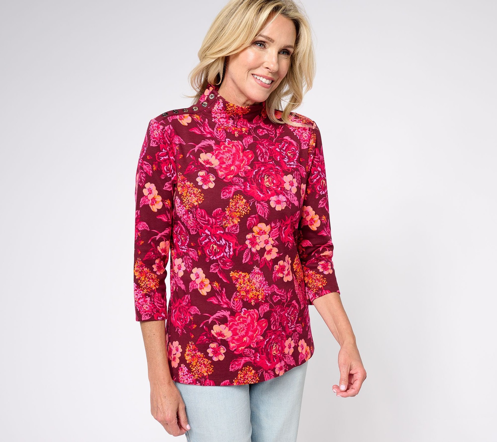 Isaac Mizrahi Live! Women’s Top Sz XL Estate Choice of Print Dune Brown A609727
