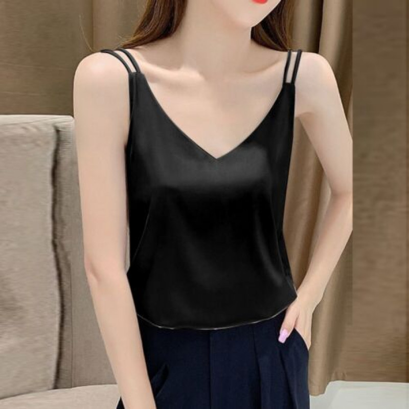 Womens Silk Spaghetti Strap Camisole Sexy Adjustable Satin Slip Soft Vest Tank