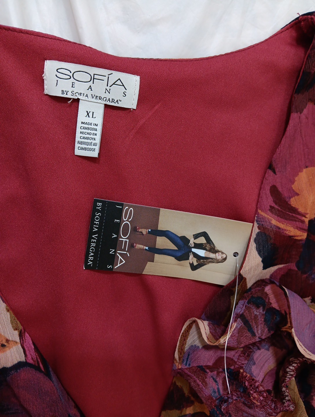 Sofia Jeans by Sofia Vergara Lined Multicolor Crossover Women Blouse Top Size XL