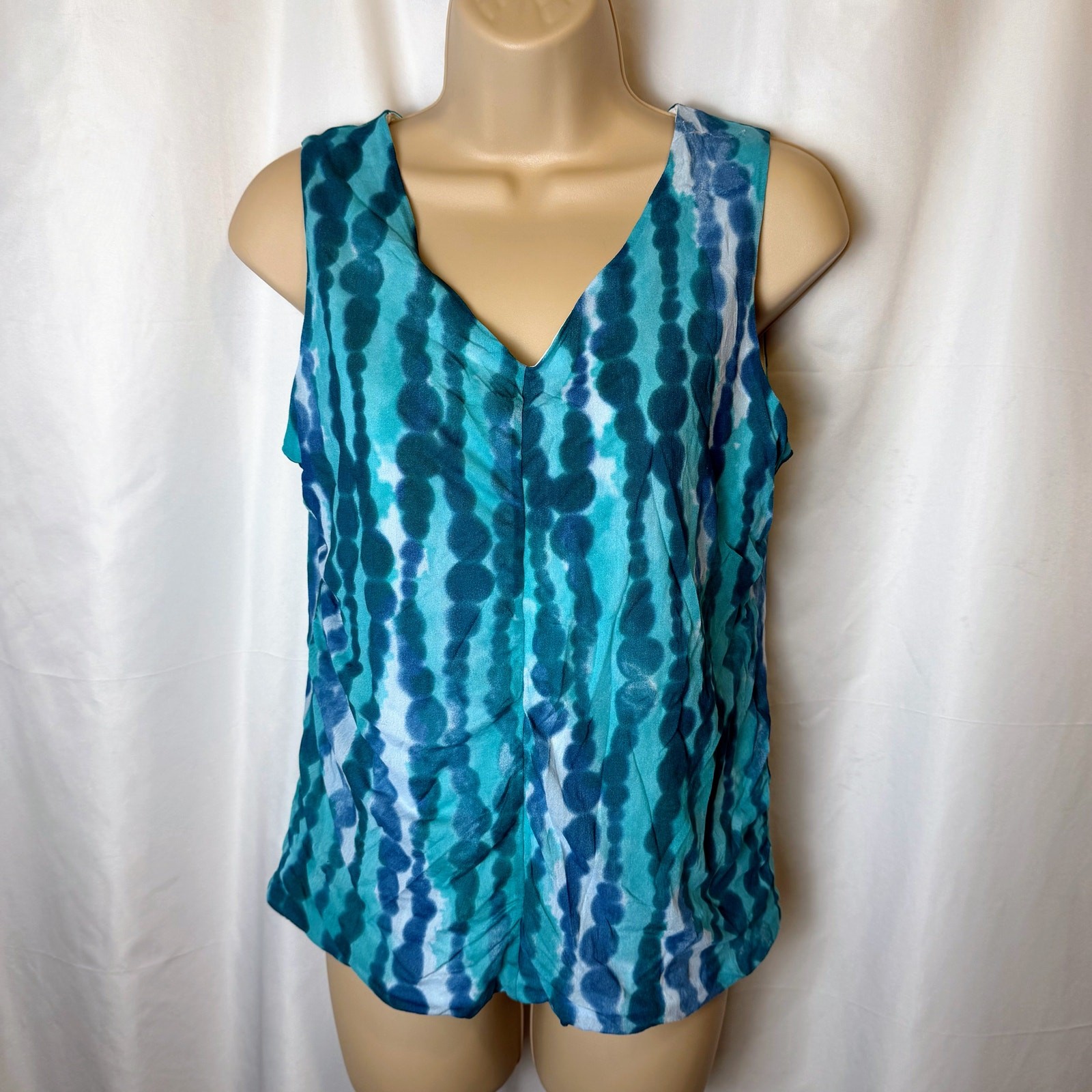 Pendleton Silk Blend Abstract Watercolor Tank Top Blue Teal Size L Artsy FLAW