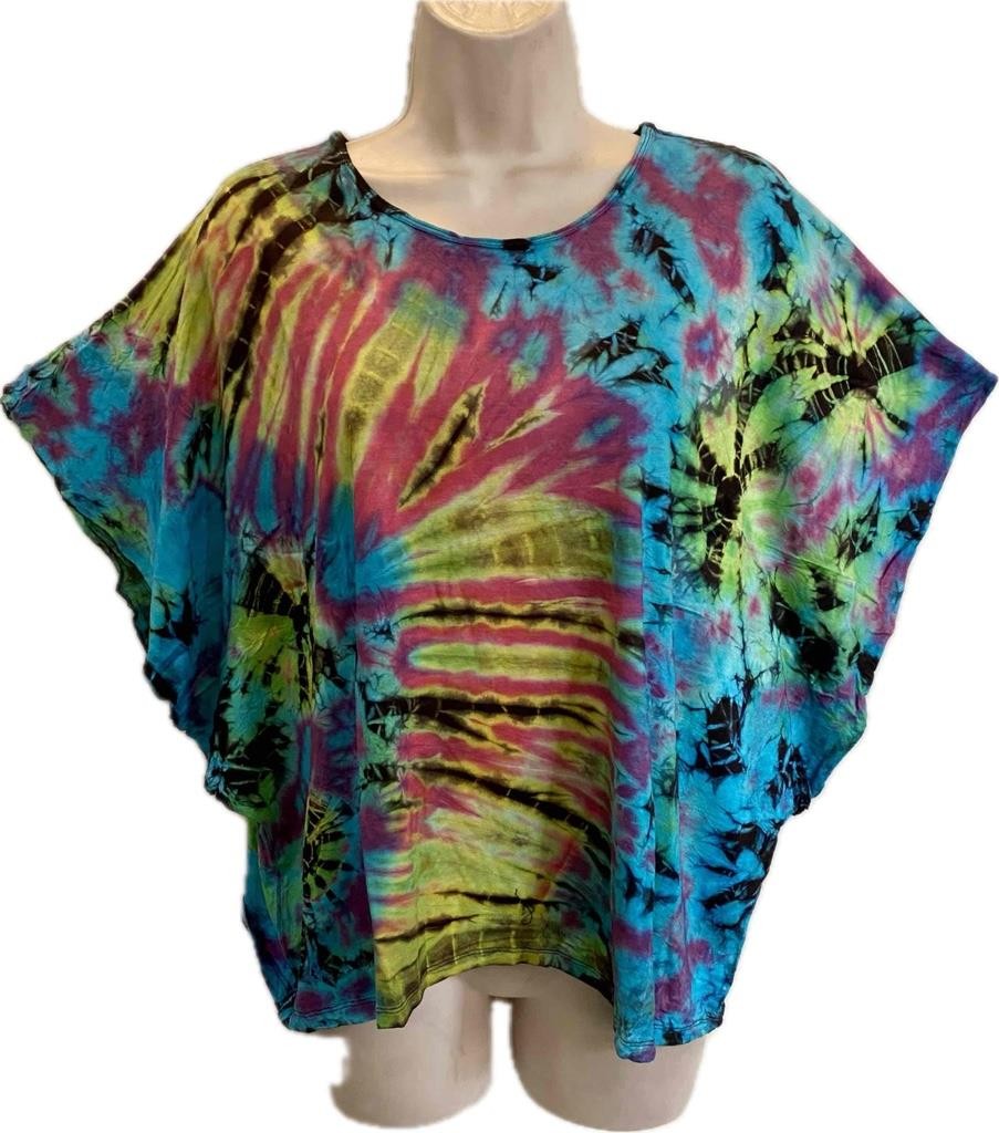Sacred Threads Hippie Boho Festival Stretch Tie Dye Batwing Tee Shirt 224112 C