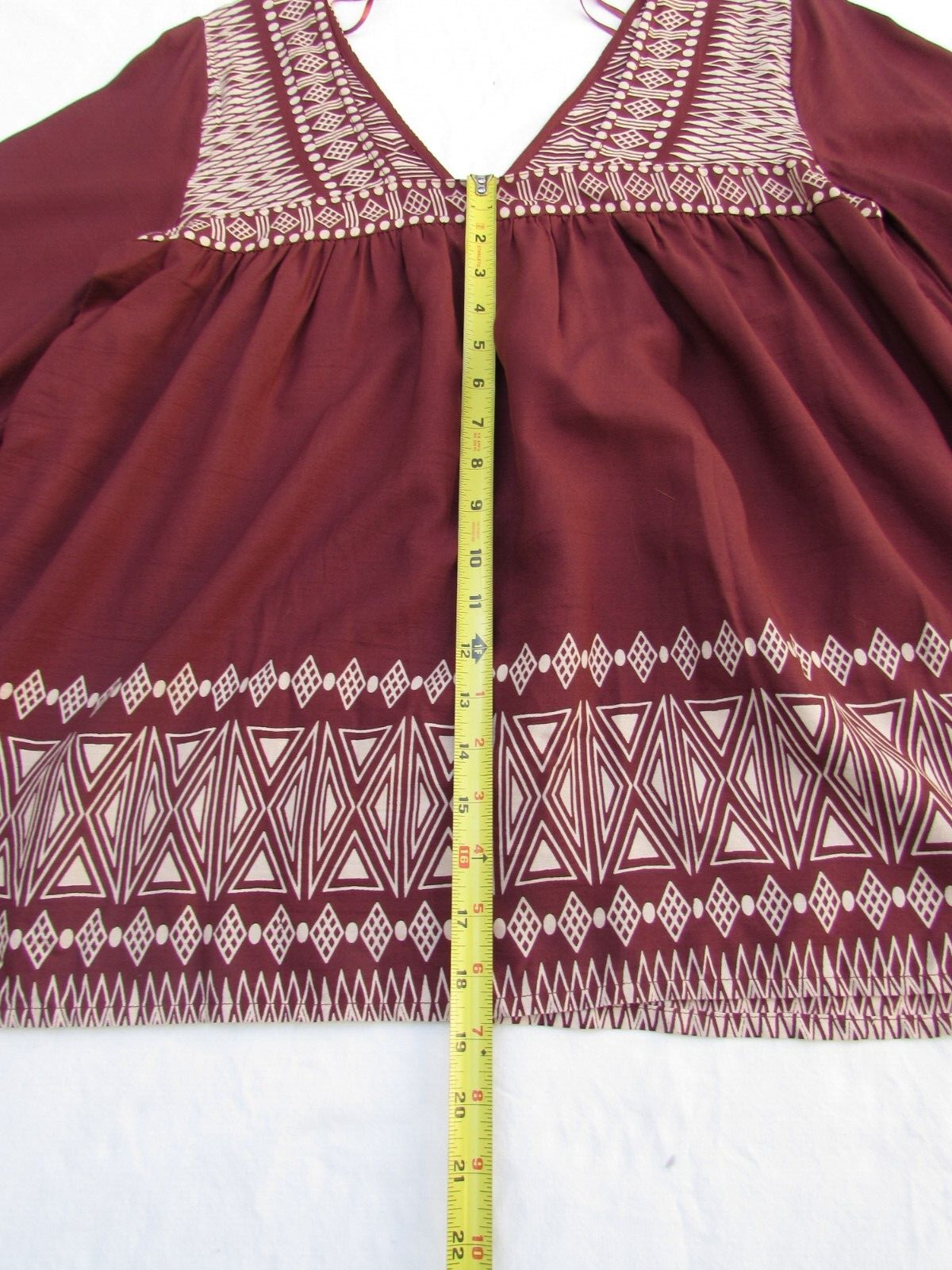 World Market Women’s Top Blouse Kimono Tunic Boho Rayon Print Maroon Size S/M
