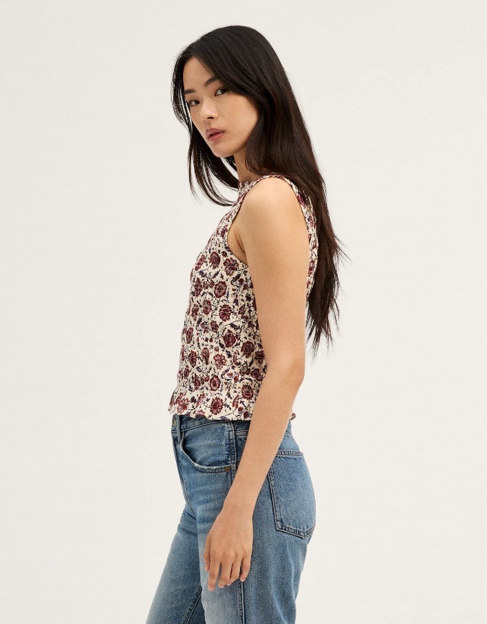 Madewell Women’s Smocked Boatneck Sleeveless Top, vanilla (NEW)