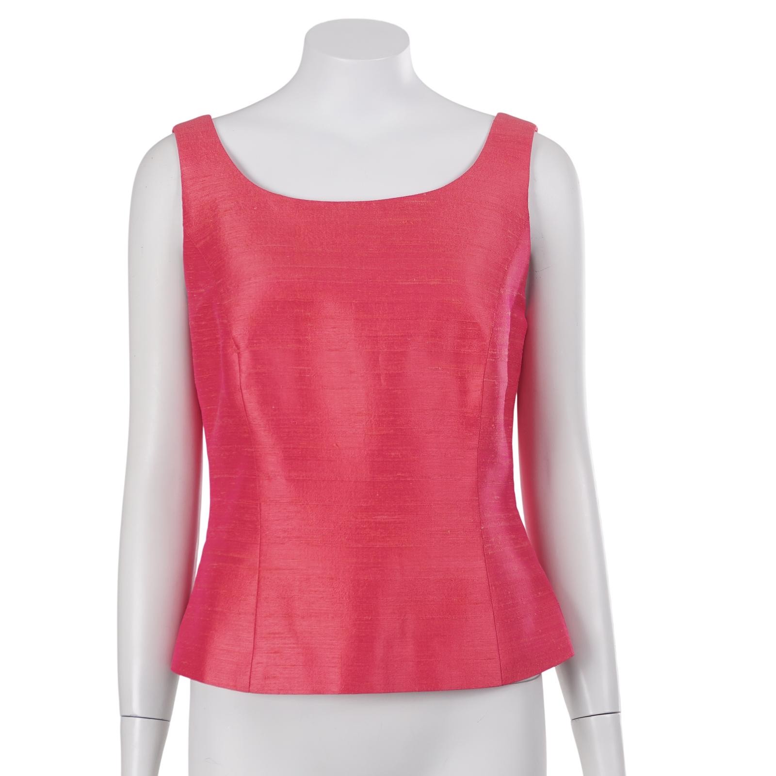 Anita Ford Top XS Pink 100% Thai Silk Sleeveless Lined Party Cocktail
