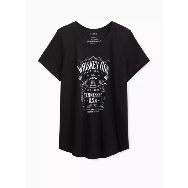 NEW Torrid Whiskey Girl Classic Fit Crew Tee Top Black M Graphic T-Shirt