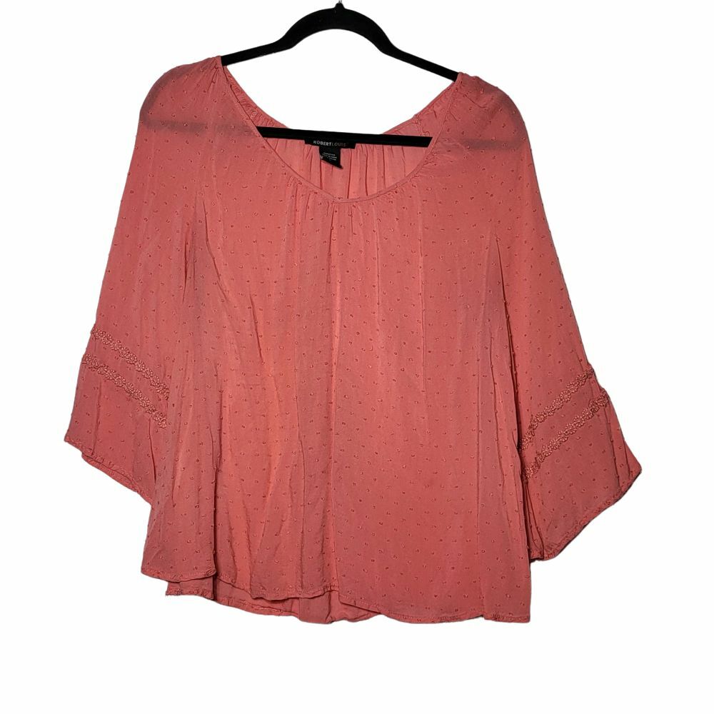 Robert Louis Womens Swiss Dot Bell Sleeves Blouse Size Small Dainty Feminine