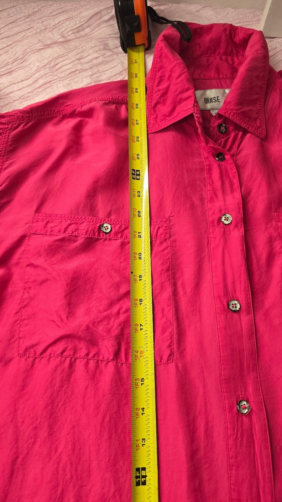 Vintage Louise Paris 100% Silk Hot Pink Shirt Size S – Oversized Button-Up