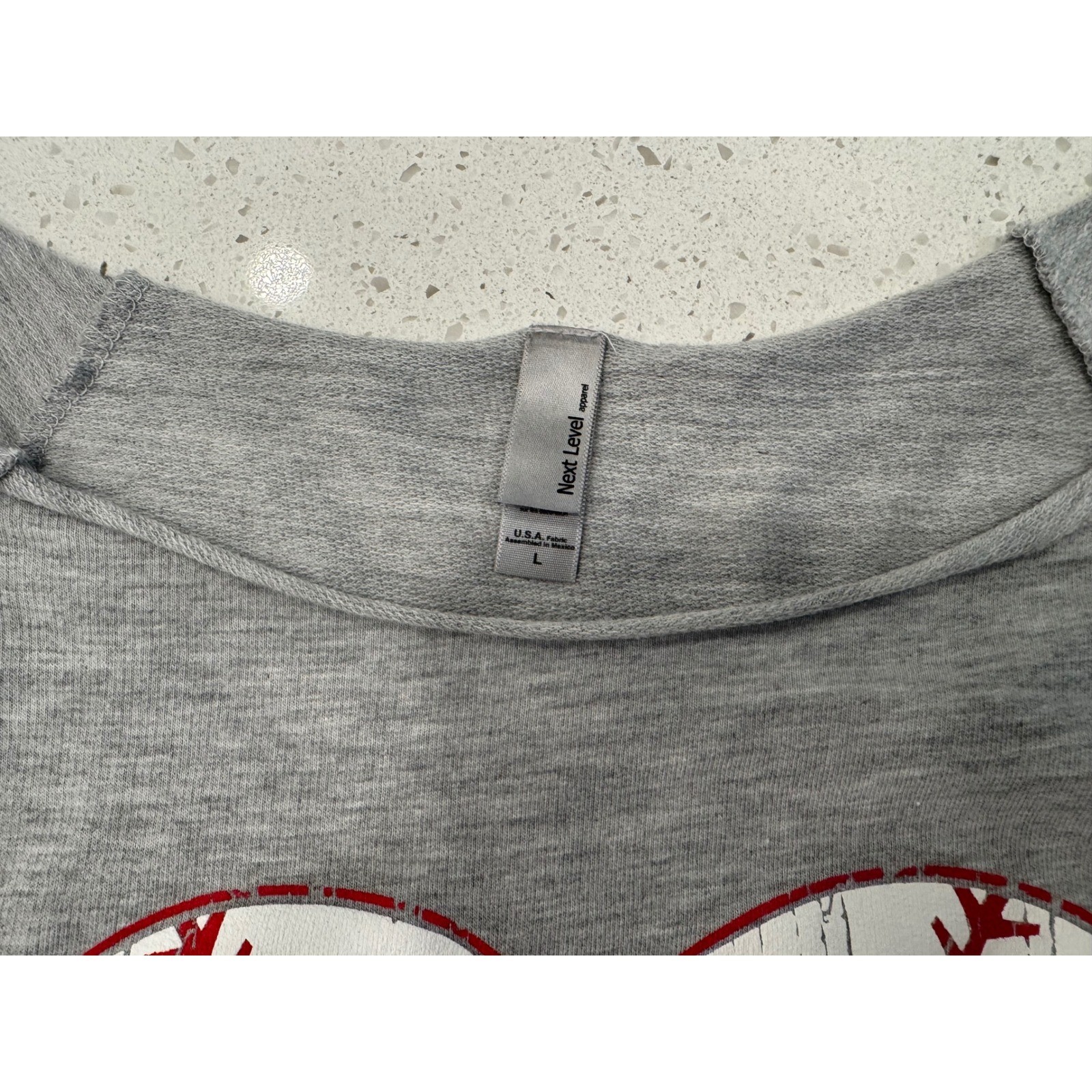 Next Level Baseball Heart Top Women L Gray Good Casual Sporty Off Shoulder