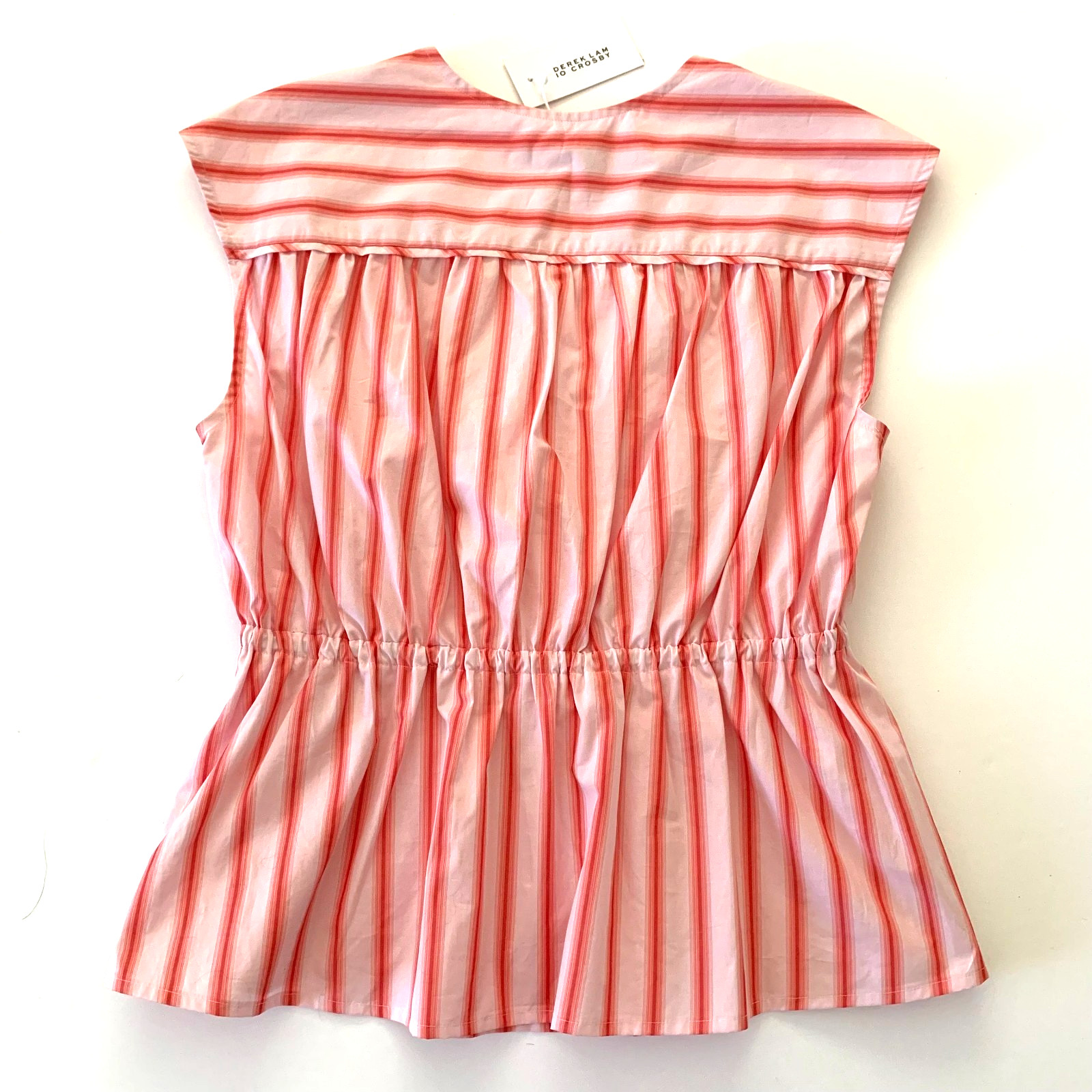 NWT Derek Lam 10 Crosby Caroline Tie Cotton Poplin Stripe Top M 6 8 $295 Coral
