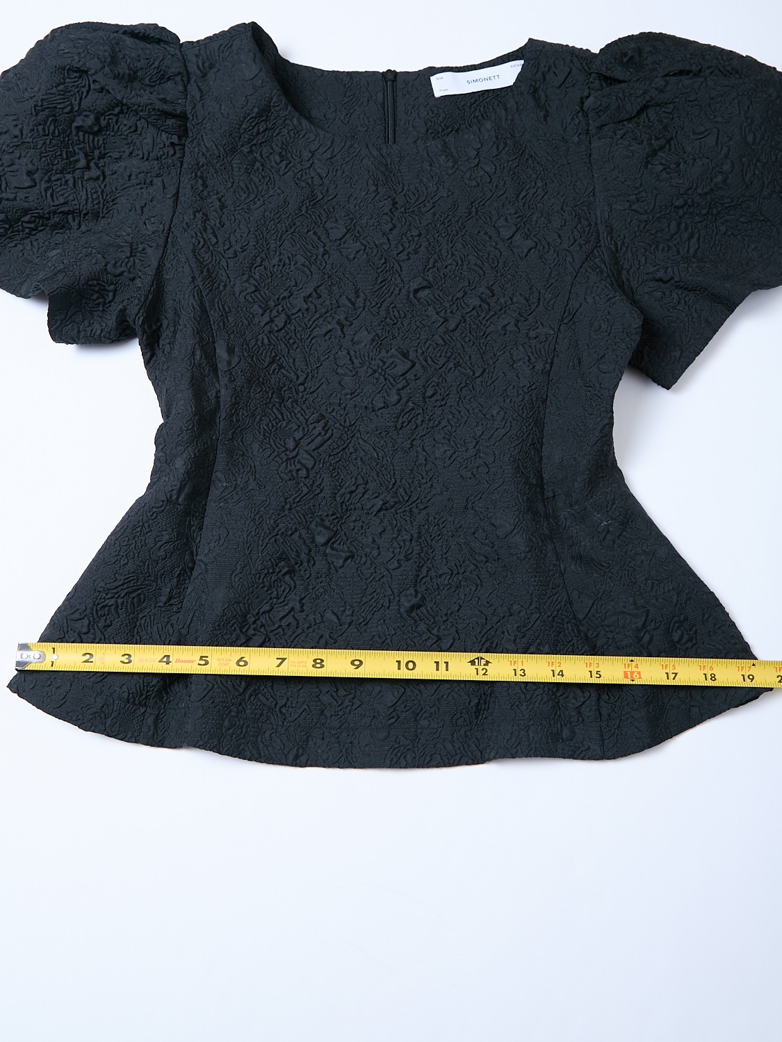 Simonett Puff Sleeve Structural Victorian Textured Japandi Scandi Style XS Top