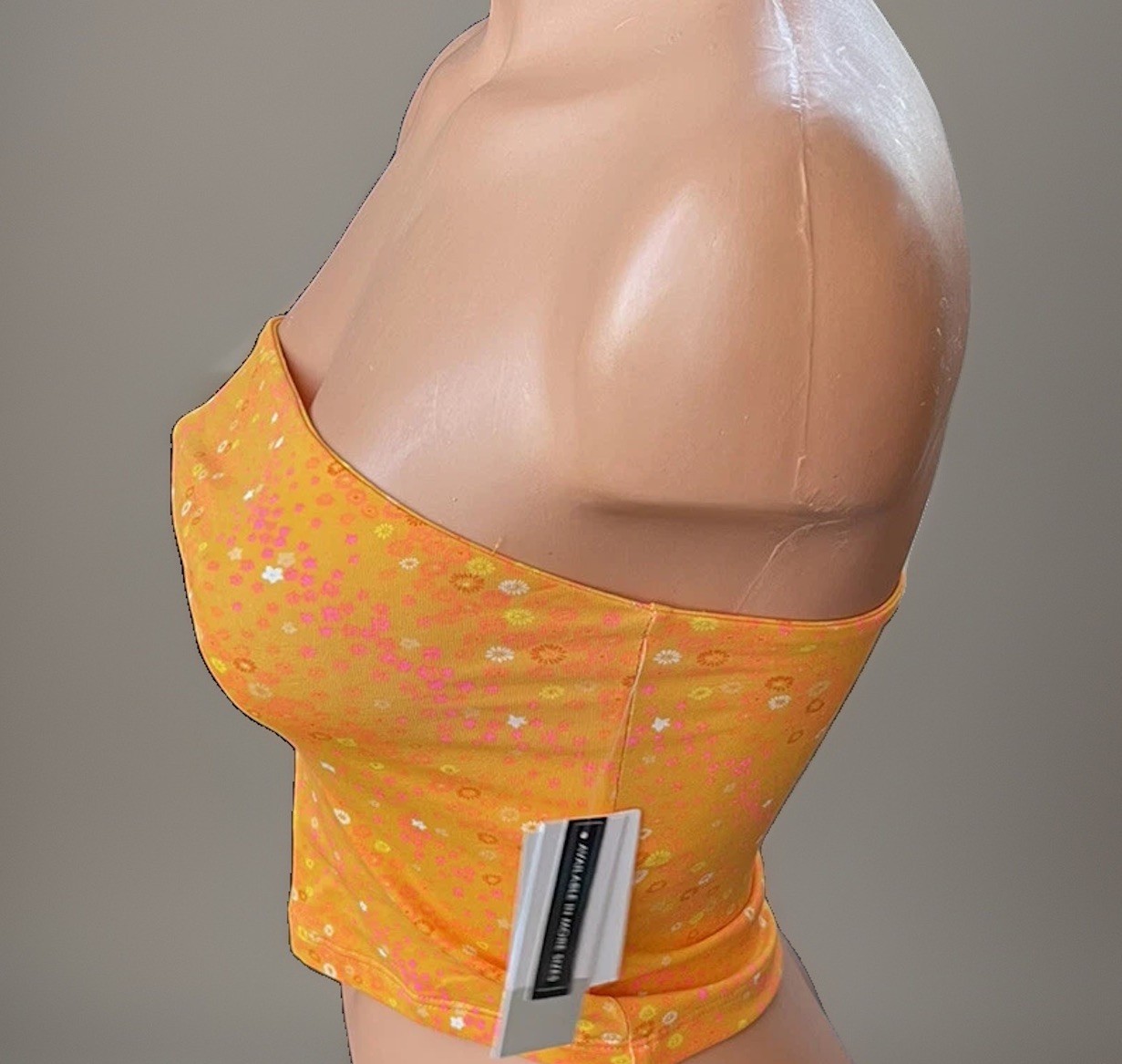 BP Nordstrom Orange Micro Floral Tube Top Size M Strapless Y2K 90s NWT Hippie