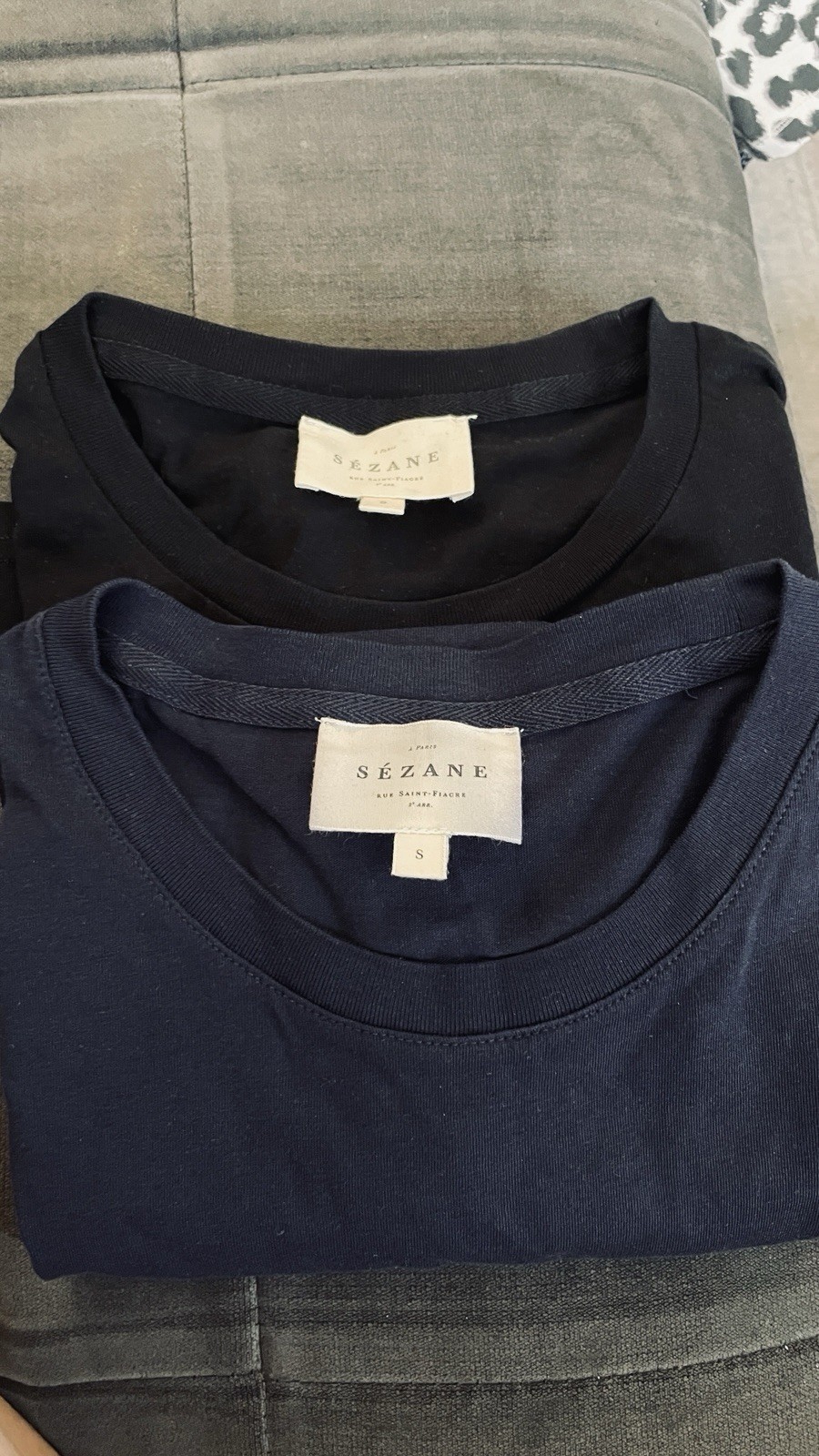 Lot of 2 Sezane Paris Tshirts Women’s Size S Small Short Sleeves Navy Black