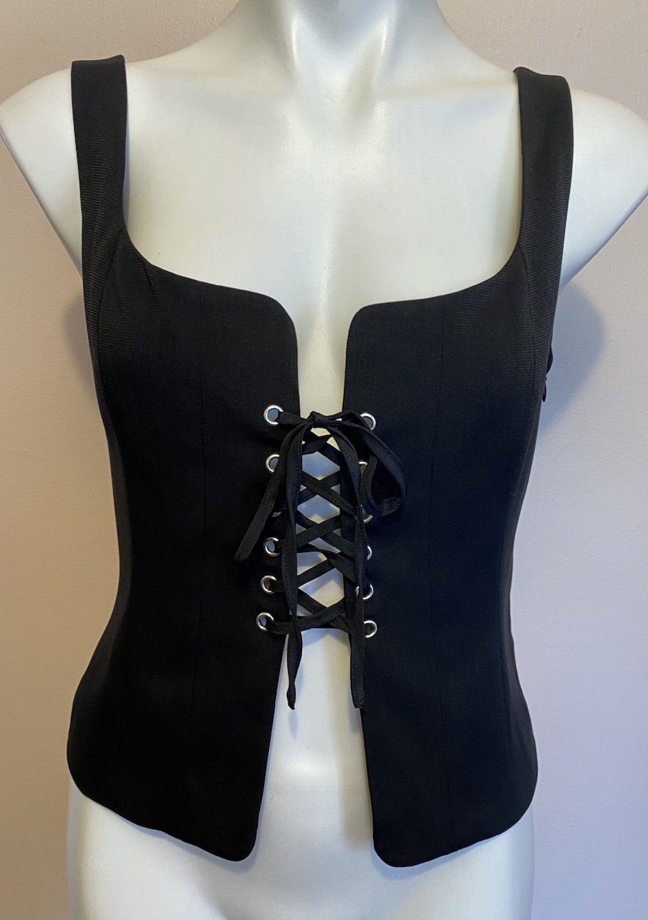 NWT Forever 21 Black Lace Up Grommet Crop Top Goth Renaissance Fair Size S NEW