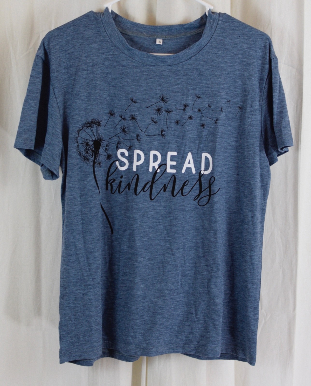Spread Kindness Women’s T Shirt Summer Dandelion Graphic Tees Light Blue Size S